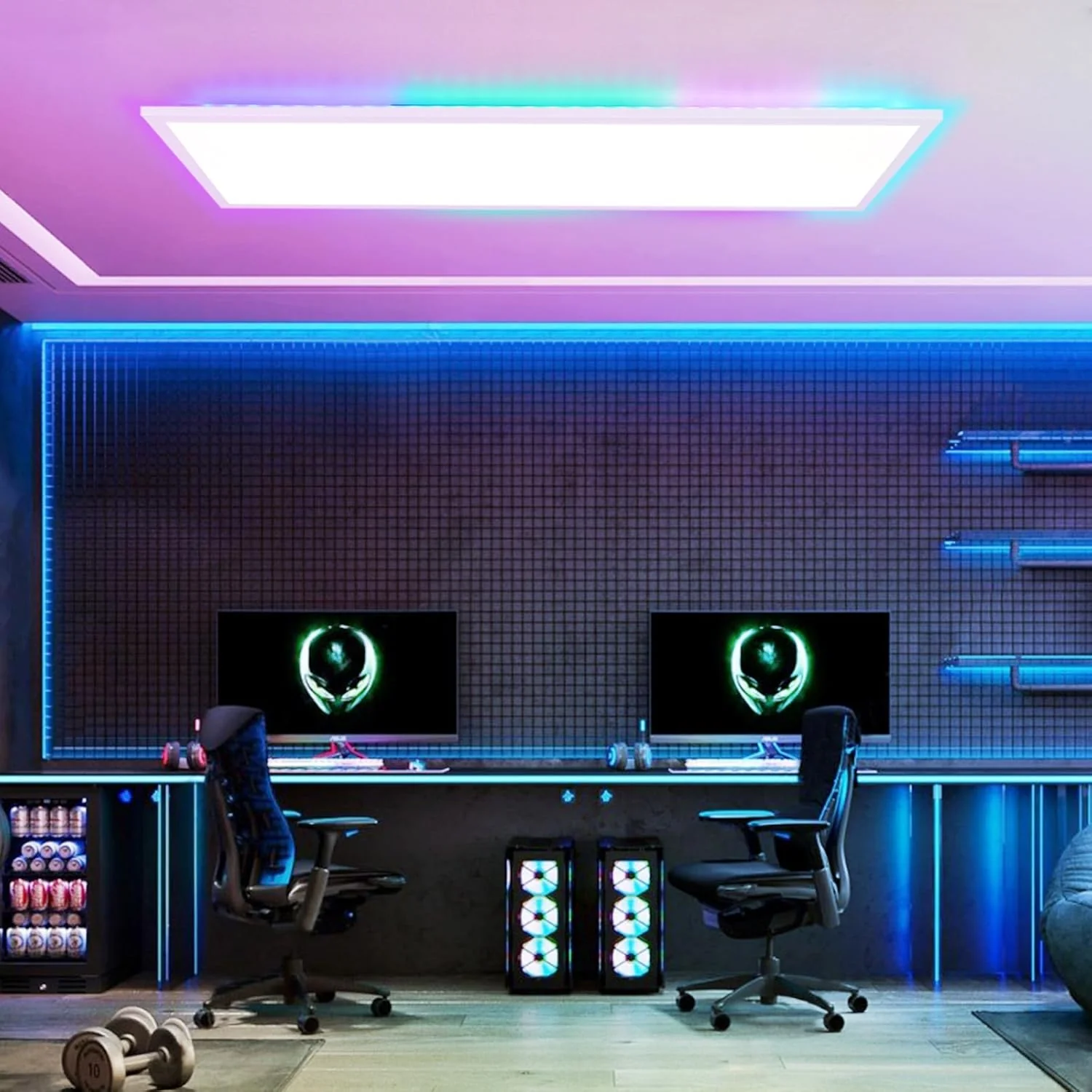 ZMH LED Deckenleuchte für Wohnzimmer, dimmbares Deckenpanel, lang, RGB-Farbwechsel, Werkstatt, Flur - Image 4