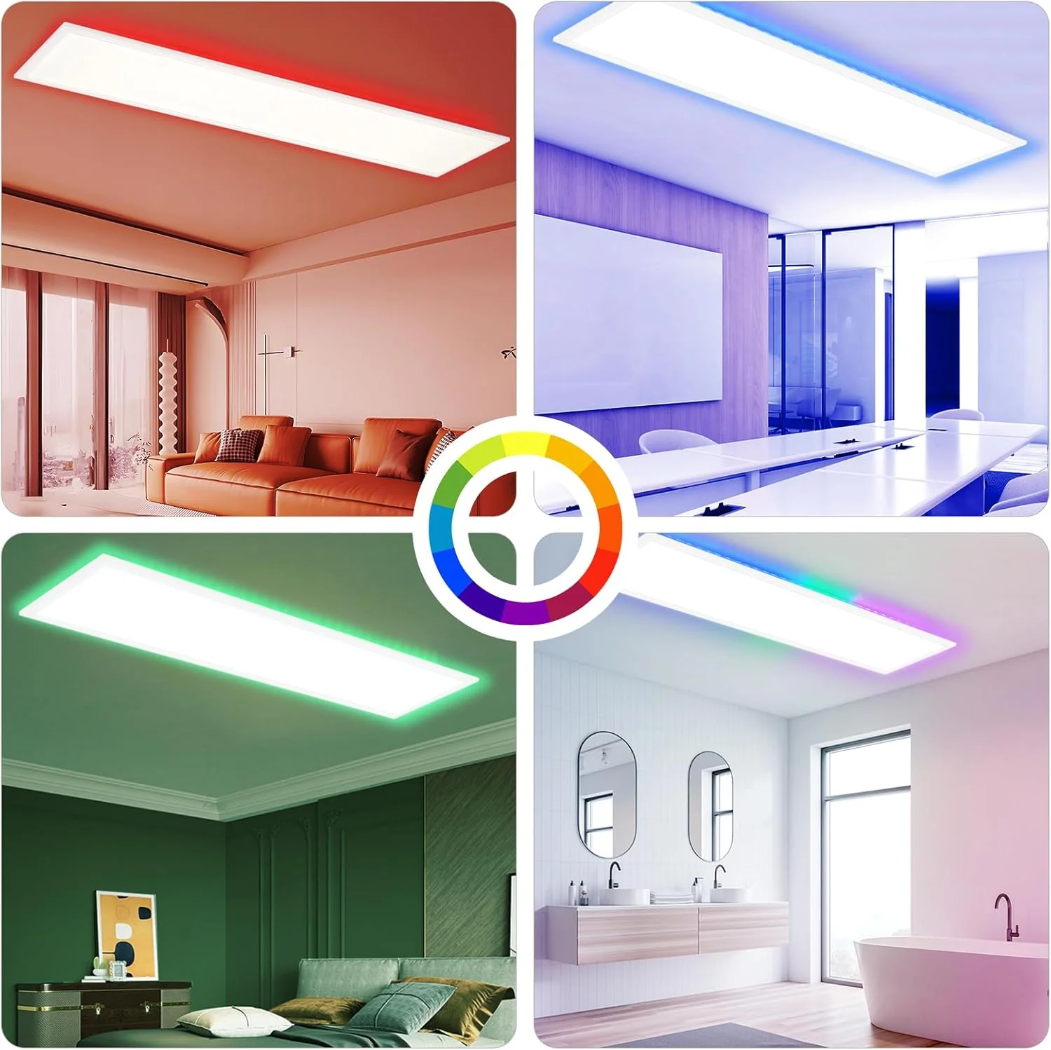 ZMH LED Deckenleuchte für Wohnzimmer, dimmbares Deckenpanel, lang, RGB-Farbwechsel, Werkstatt, Flur - Image 8