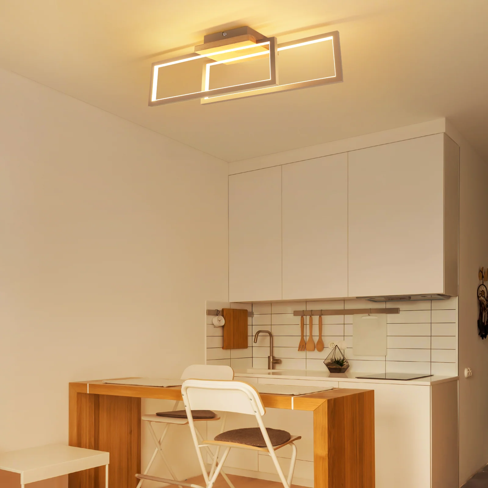 ZMH LED Deckenleuchte Holz 24W 3000K 48cm Rechteck Modern Design Wandlampe für Küche Wohnzimmer - Image 11
