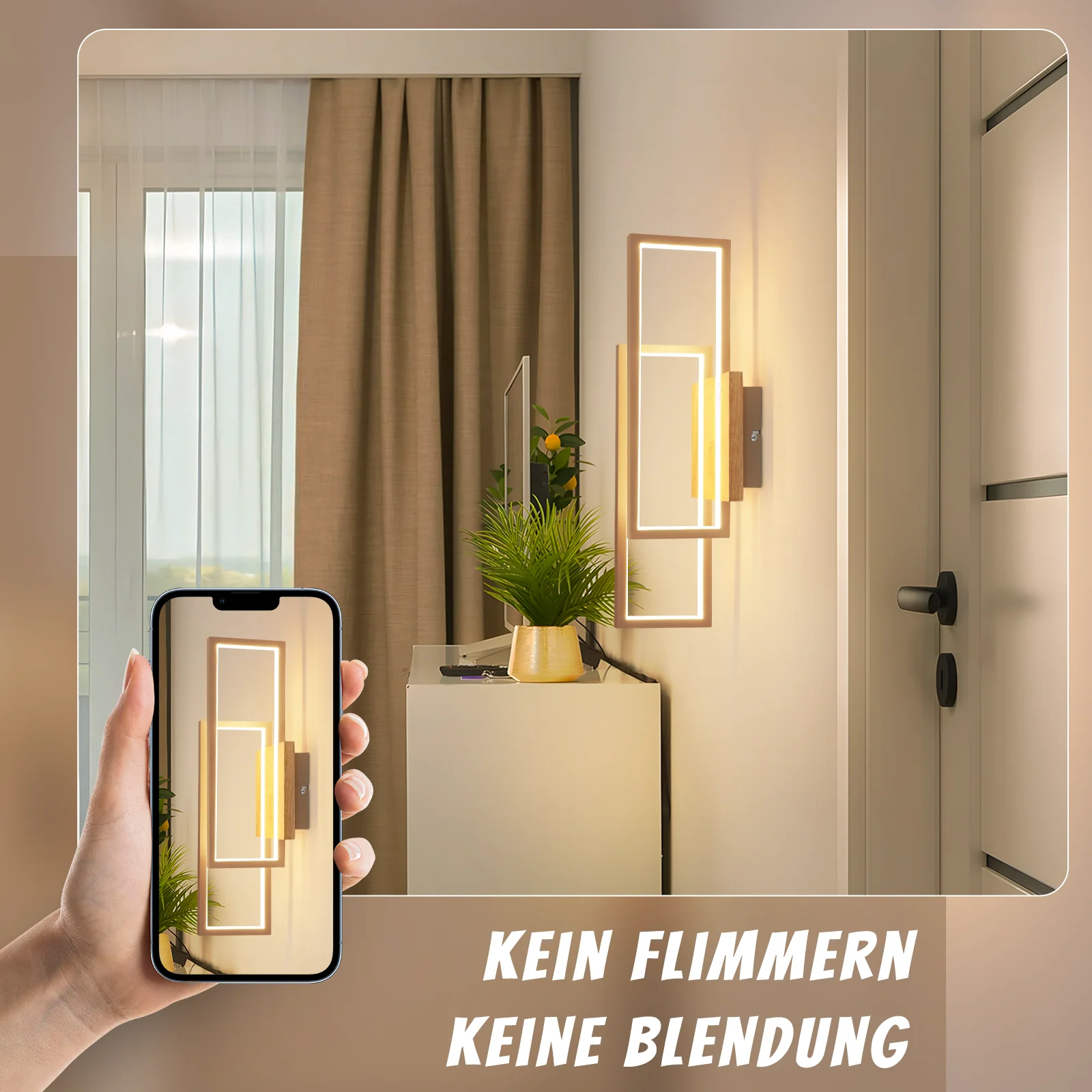 ZMH LED Deckenleuchte Holz 24W 3000K 48cm Rechteck Modern Design Wandlampe für Küche Wohnzimmer - Image 8