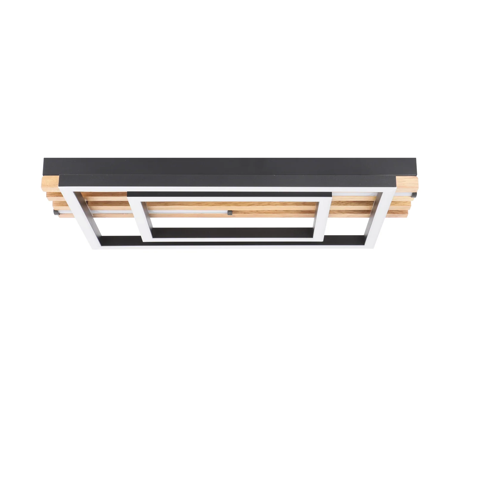ZMH LED Deckenleuchte Holz Dimmbar 34W Rechteckig Metall Deckenlamape für Schlafzimmer Wohnzimmer