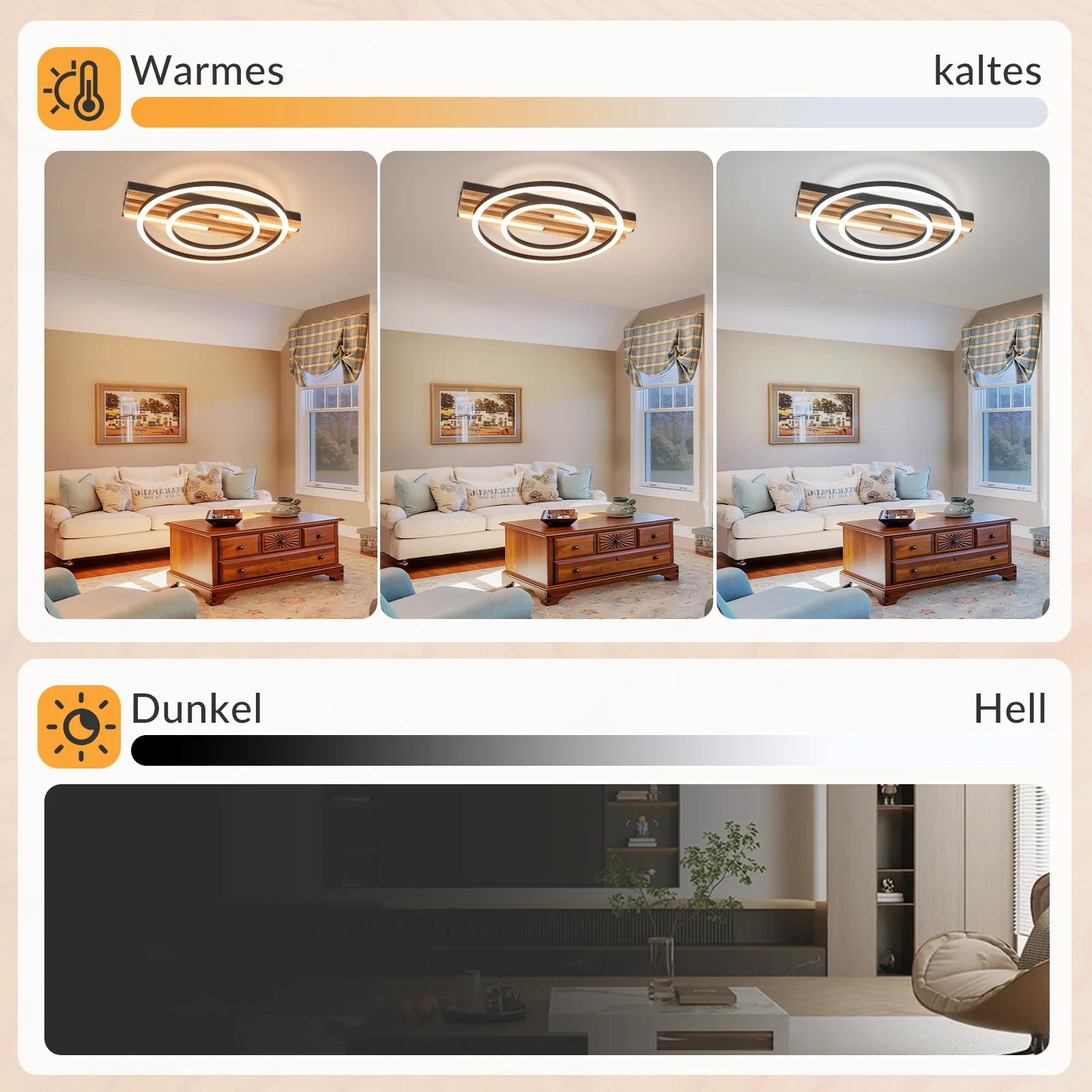ZMH LED Deckenleuchte Holz Dimmbar 34W Ring Modern Metall Deckenlamape für Schlafzimmer Wohnzimmer - Image 7