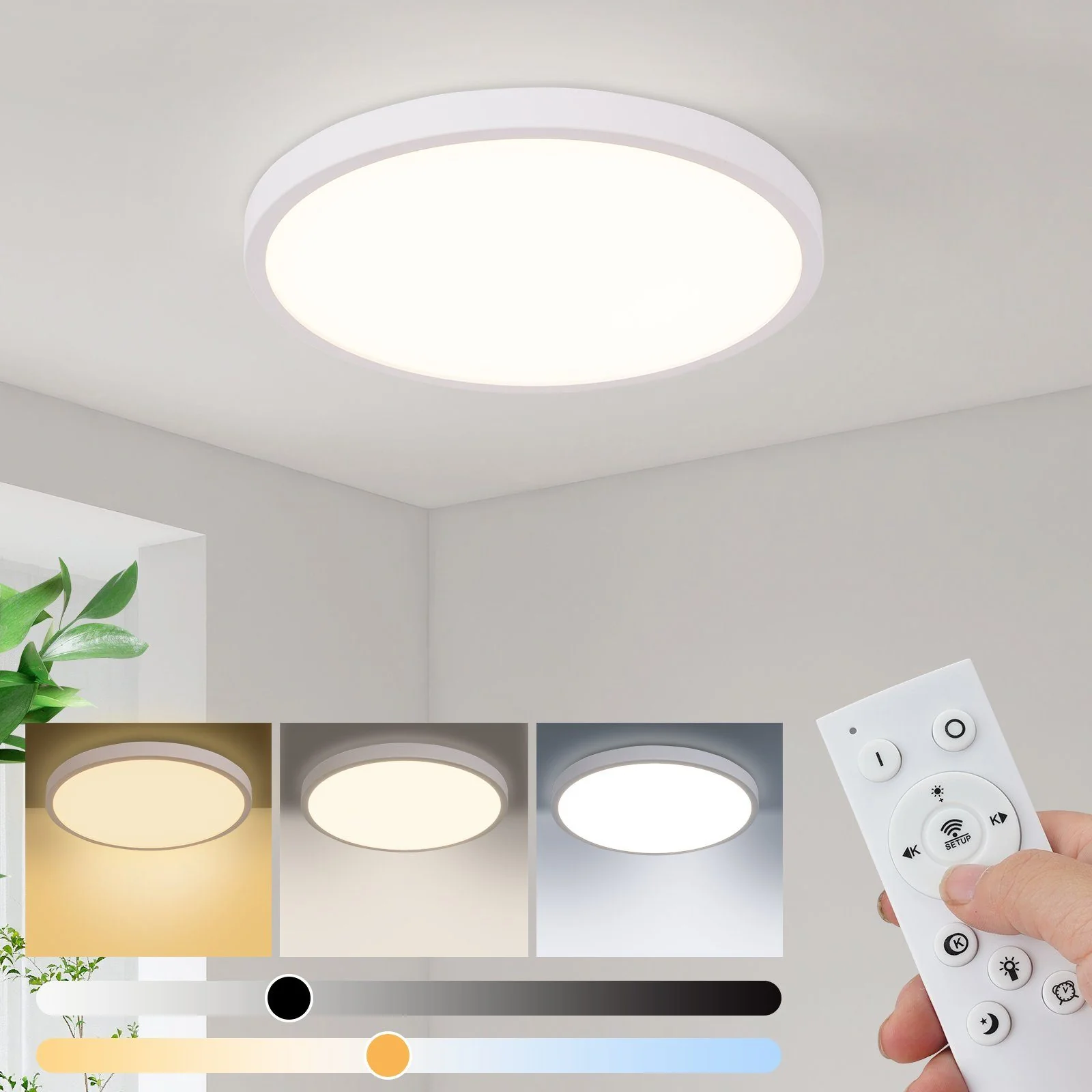 ZMH LED Deckenleuchte mit Ferndimmer Runde Flachlampe - Image 8