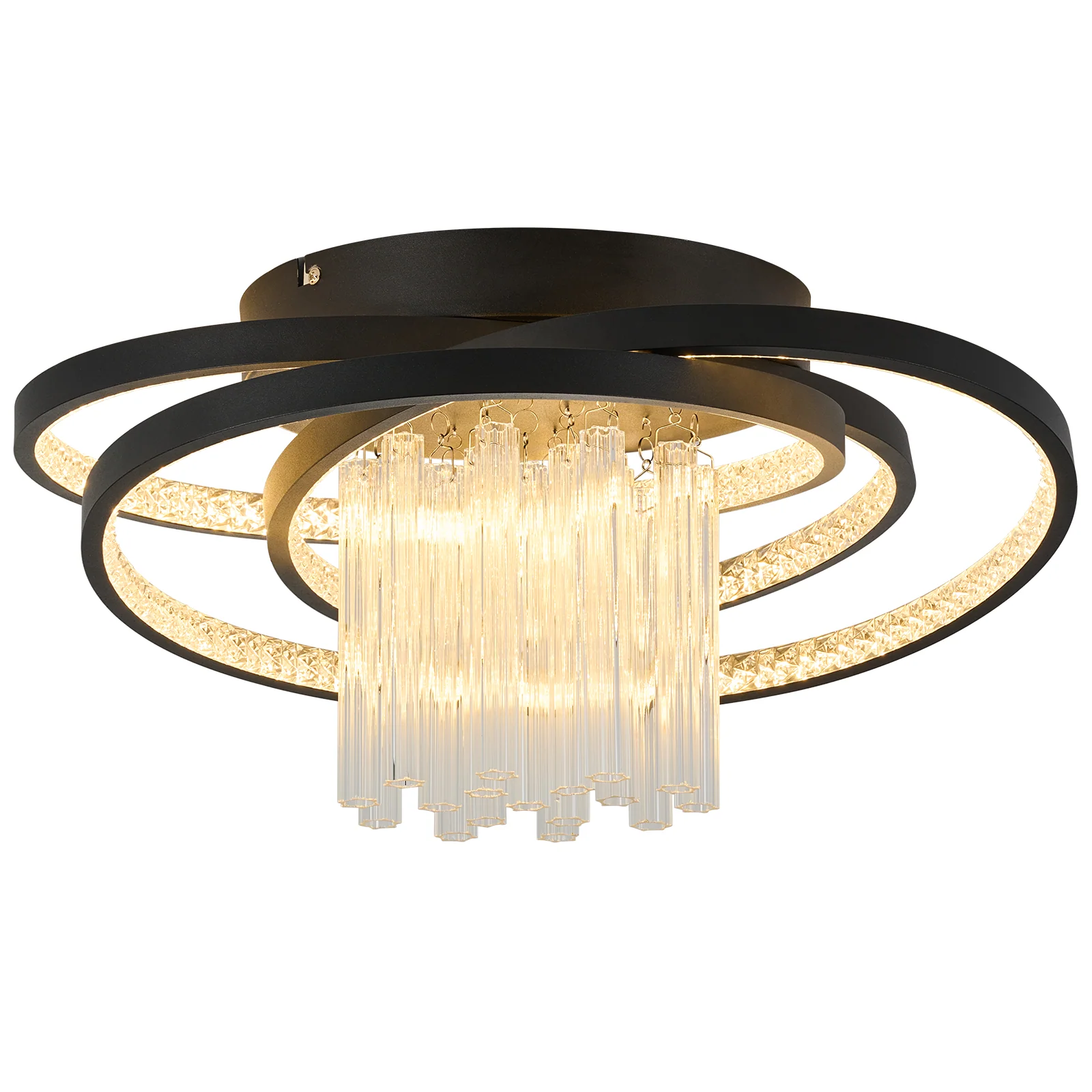 ZMH LED Deckenleuchte Modern Rund 3000K Warmweiß 40W Kristall Deckenlampe für Wohnzimmer Büro