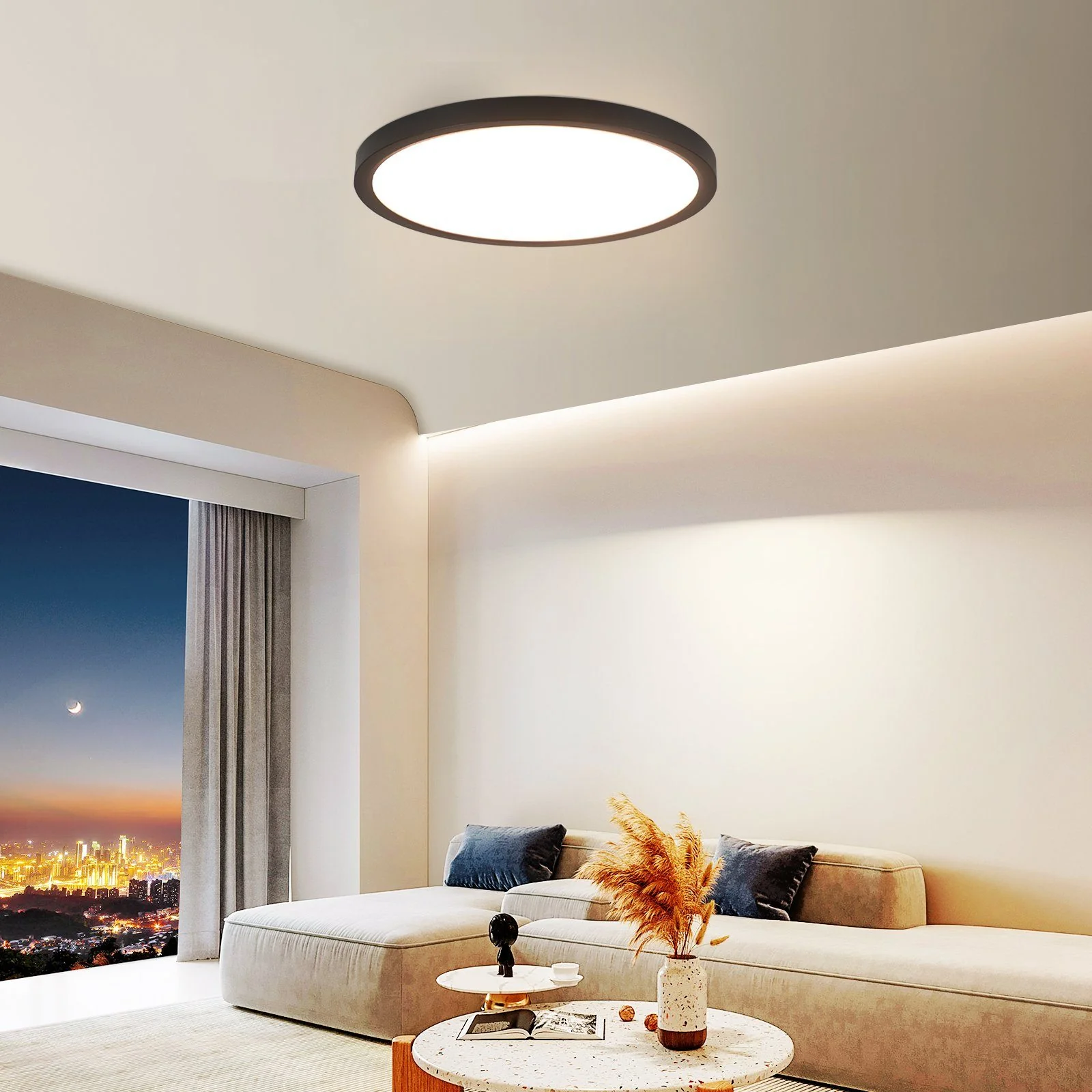ZMH LED Deckenleuchte Schwarz Rund Deckenlampe 24W Flur Wohnzimmer Wohnung - Image 6