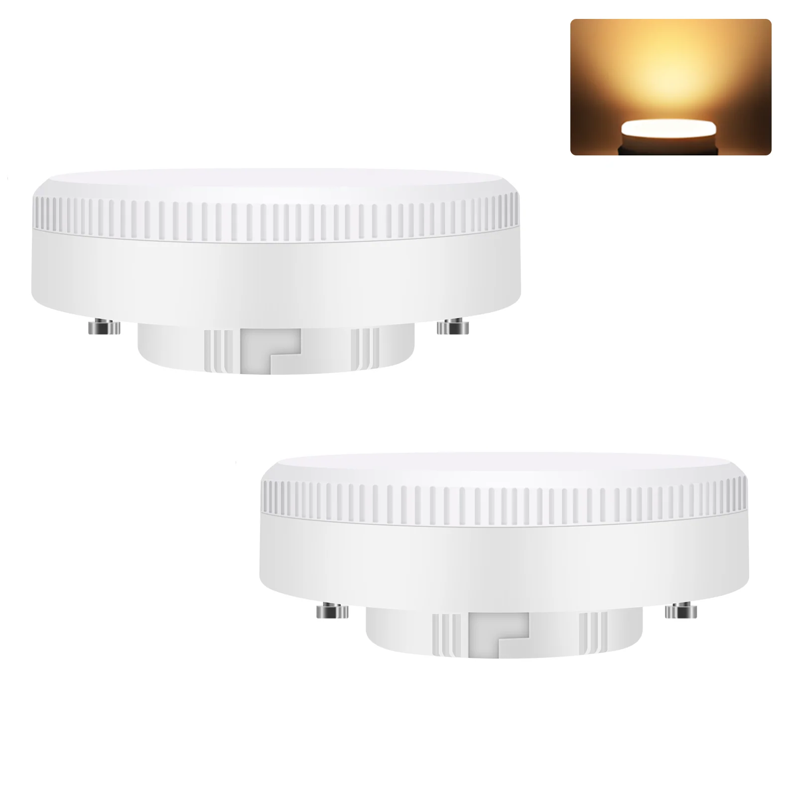 ZMH LED Leuchtmittel 2 Stück GX53 Ultra 7.4x2.5cm Flach Warmweiß 3000K Blinkfrei 5W Nicht Dimmbar