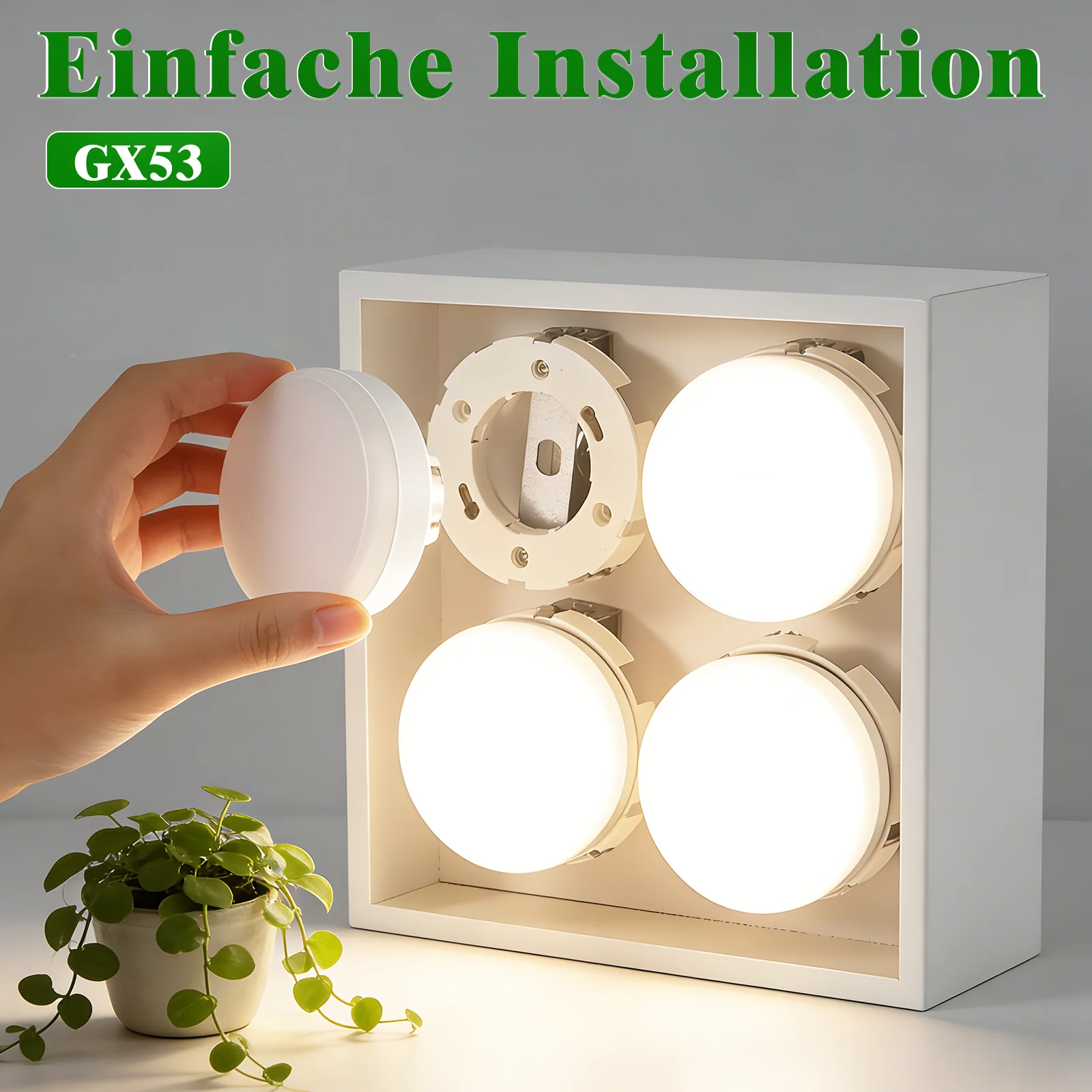 ZMH LED Leuchtmittel 2 Stück GX53 Ultra 7.4x2.5cm Flach Warmweiß 3000K Blinkfrei 5W Nicht Dimmbar - Image 6