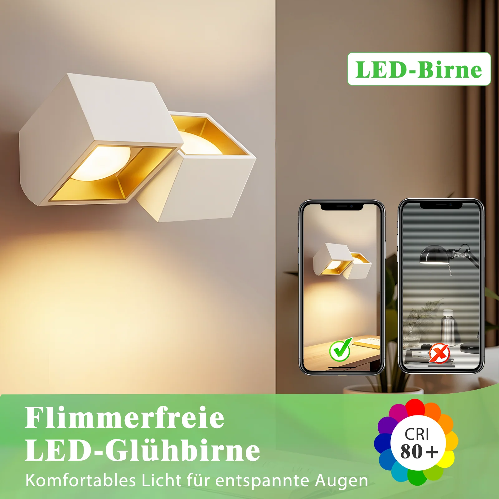 ZMH LED Leuchtmittel 2 Stück GX53 Ultra 7.4x2.5cm Flach Warmweiß 3000K Blinkfrei 5W Nicht Dimmbar - Image 7