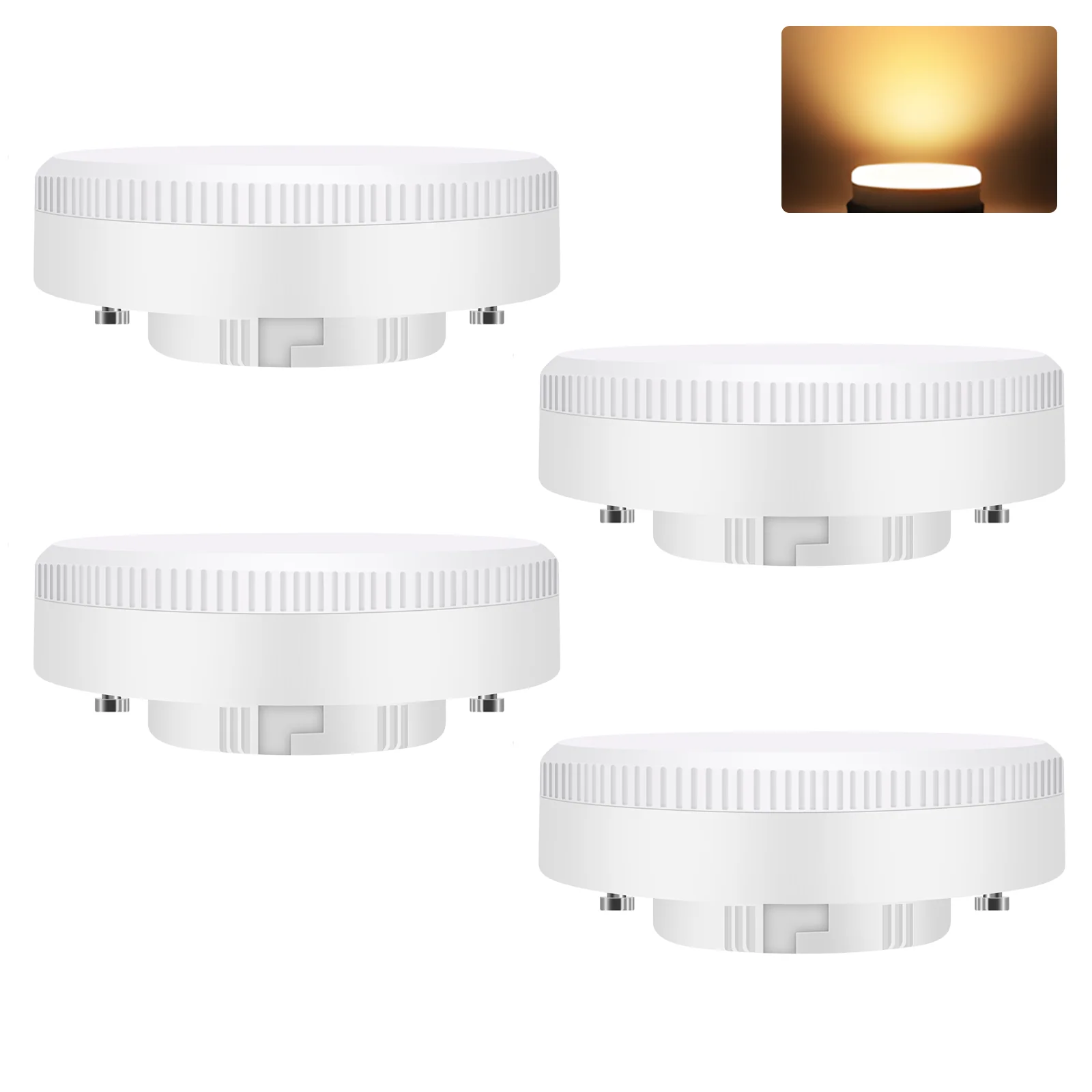 ZMH LED Leuchtmittel 4 Stück GX53 Ultra 7.4x2.5cm Flach Warmweiß 3000K Blinkfrei 5W Nicht Dimmbar