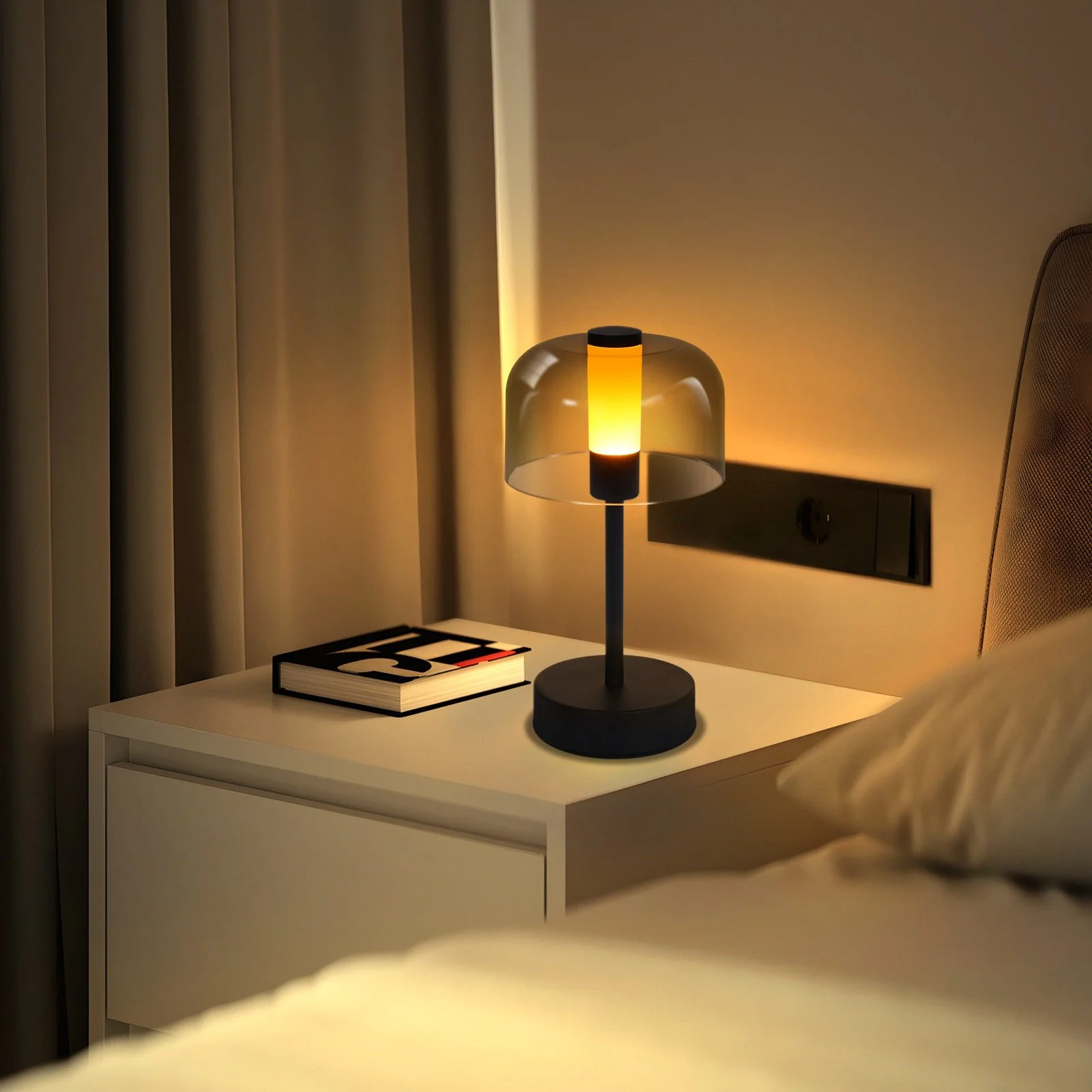ZMH LED Nachttischlampe Schwarz Touch Dimmbar Kabellos Aufladbar Akku USB-C Tischleuchte - Image 7