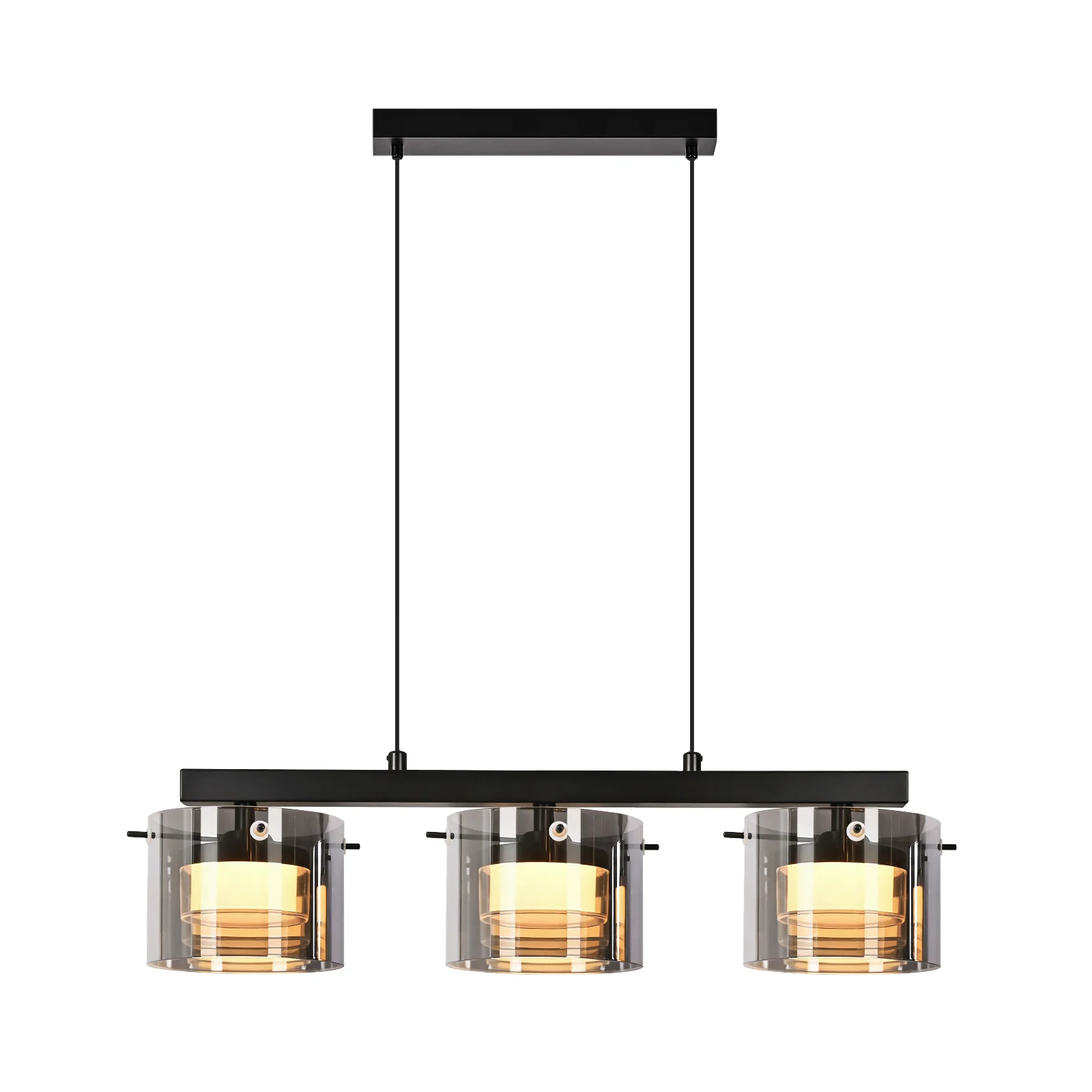 ZMH LED Pendelleuchte 3 Flammig Glas Höhenverstellbar Esstisch Hängelampe für Esszimmer Wohnzimmer