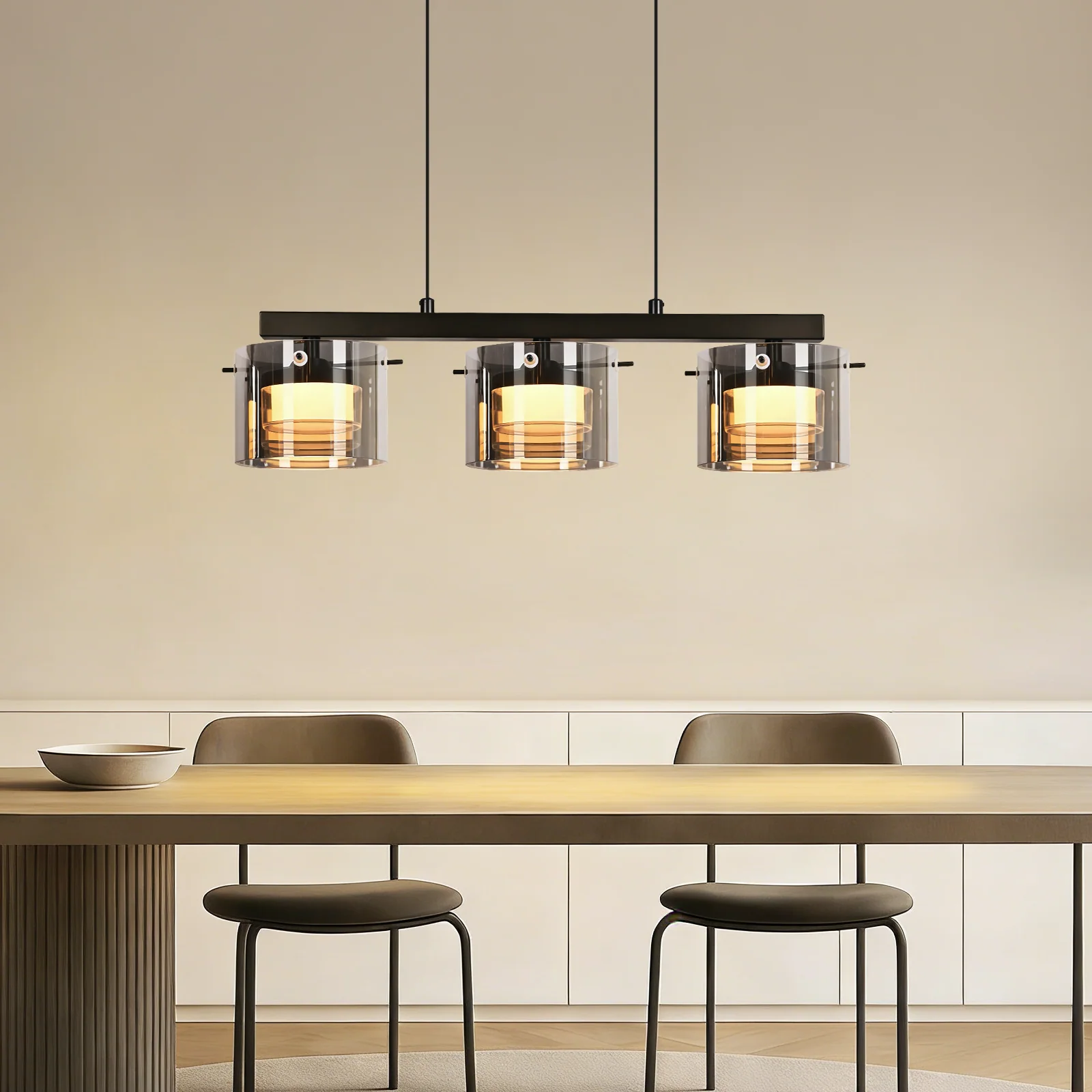 ZMH LED Pendelleuchte 3 Flammig Glas Höhenverstellbar Esstisch Hängelampe für Esszimmer Wohnzimmer - Image 2