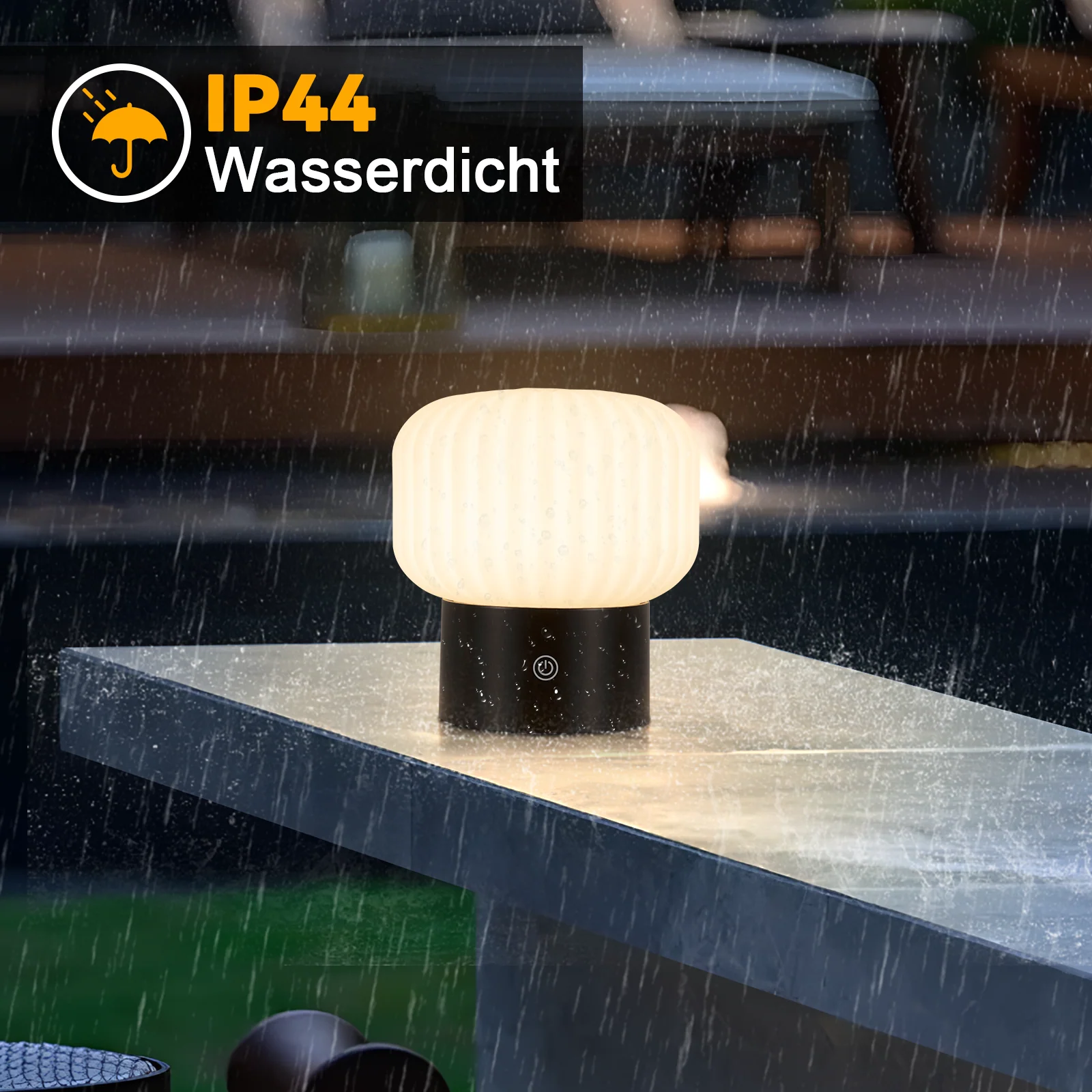 ZMH LED Tischlampe Kabellos Akku Weiß Dimmbar Touch Aufladbar Pilz Glas Nachttischlampe - Image 9