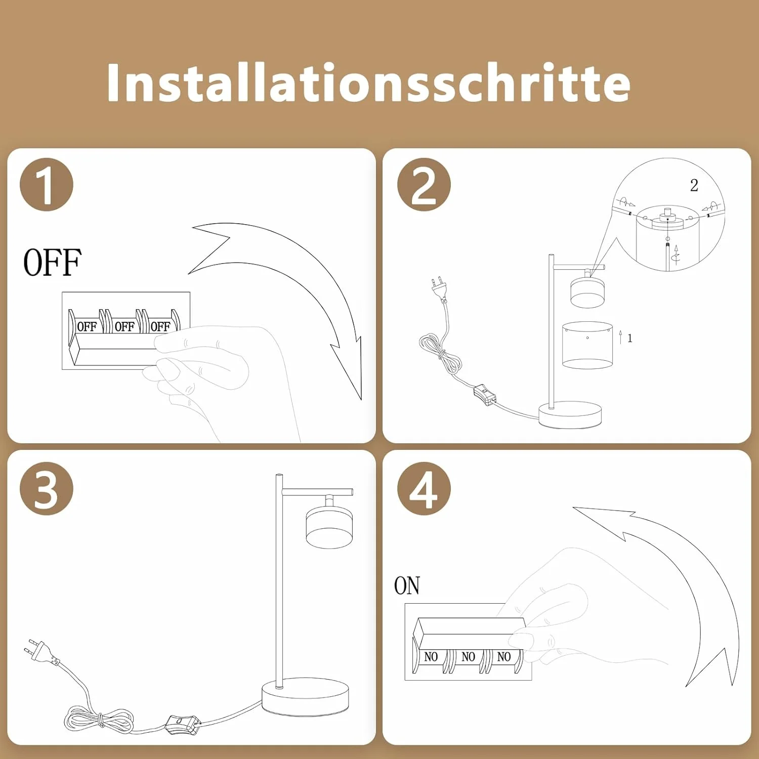ZMH LED Tischlampe Rauchglas 8W Warmweiß Nachttischlampe für Wohnzimmer Schlafzimmer Büro - Image 9