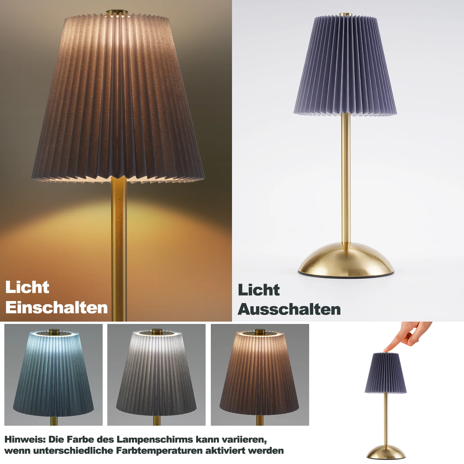 ZMH LED Tischleuchte Touch Dimmbar Modern Design Graublau Nachttischleuchte für Wohnzimmer 2er - Image 13