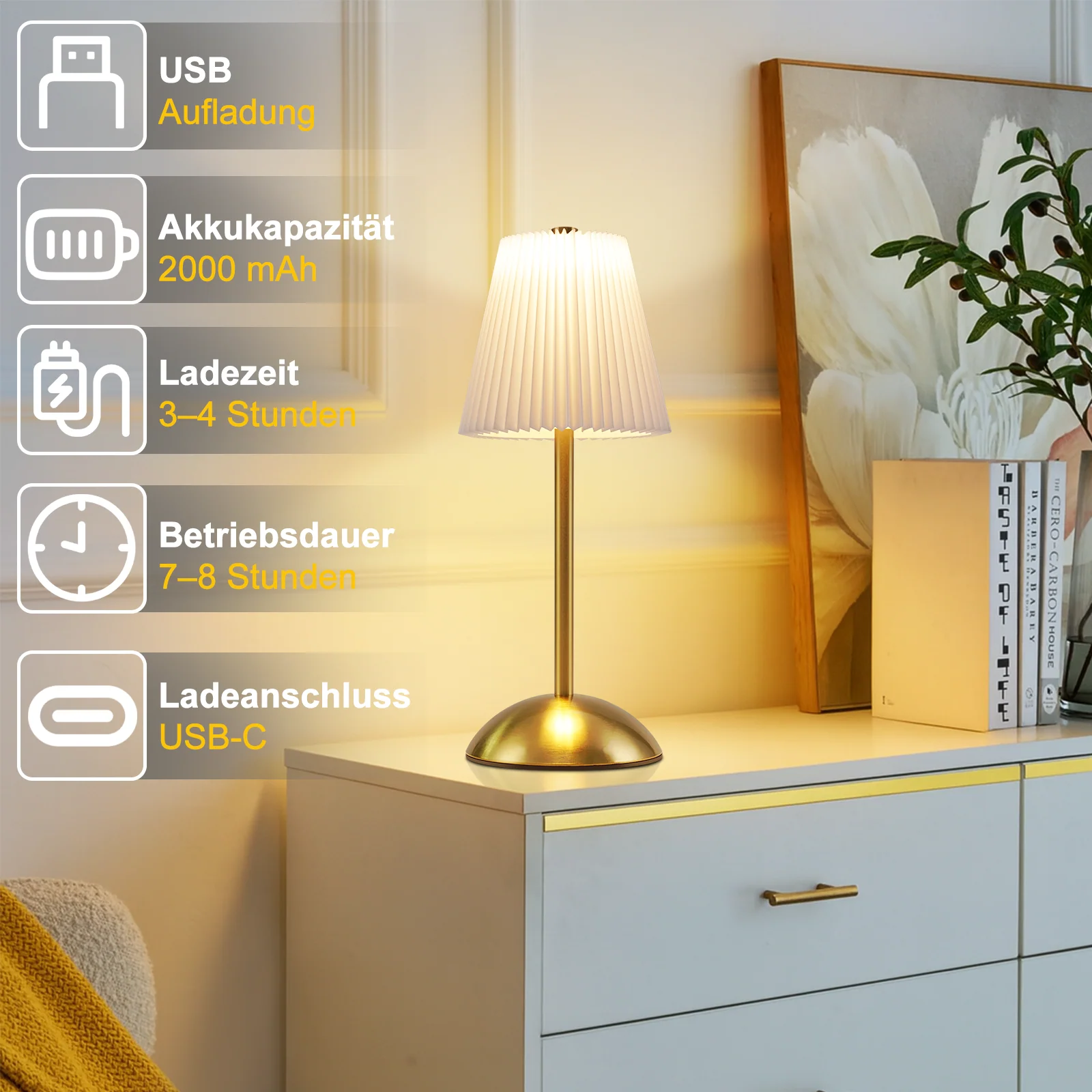 ZMH LED Tischleuchte Touch Dimmbar Modern Design Graublau Nachttischleuchte für Wohnzimmer 2er - Image 16