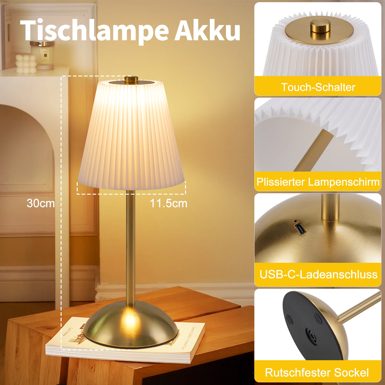ZMH LED Tischleuchte Touch Dimmbar Modern Design Graublau Nachttischleuchte für Wohnzimmer 2er - Image 18