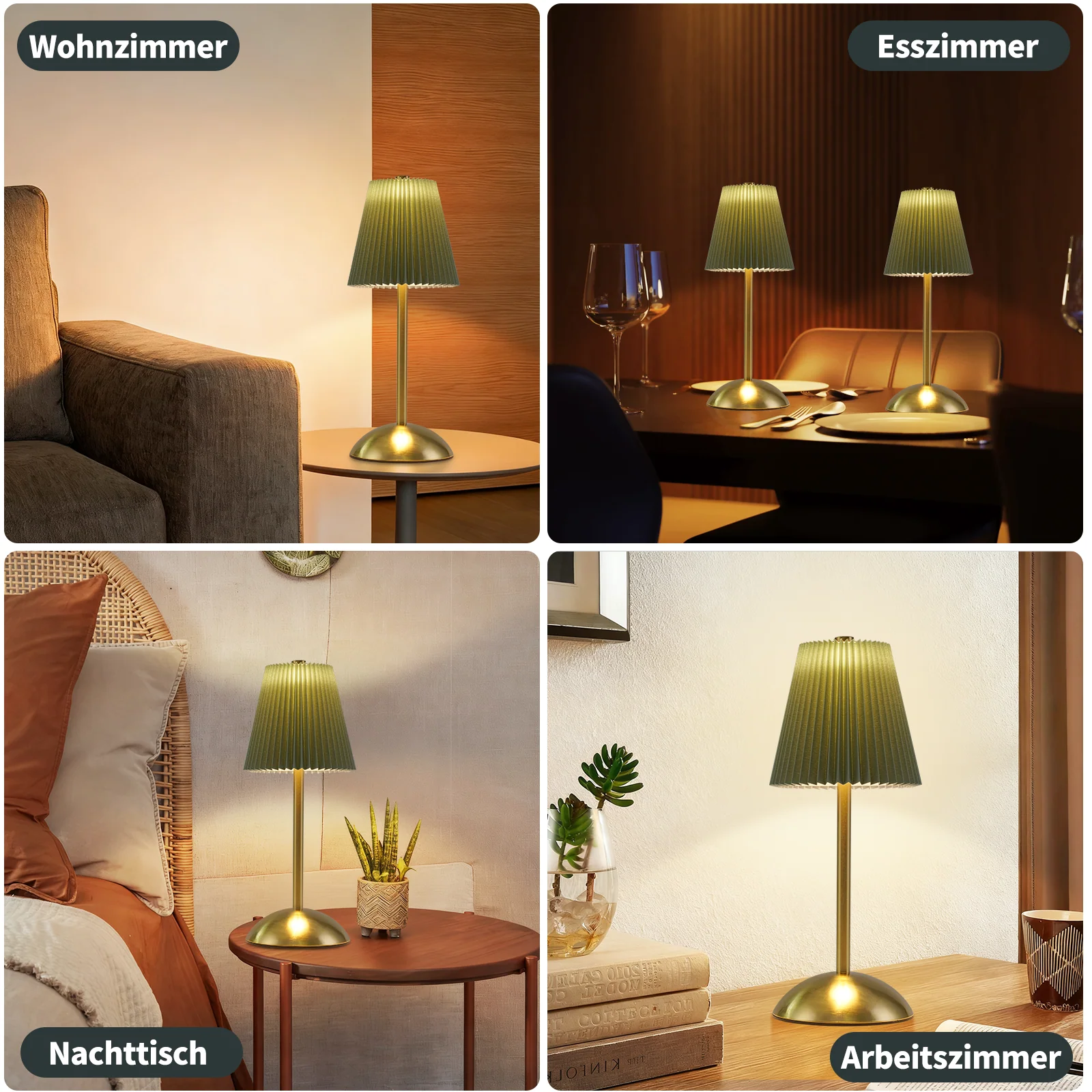 ZMH LED Tischleuchte Touch Dimmbar Modern Design Graublau Nachttischleuchte für Wohnzimmer 2er - Image 29