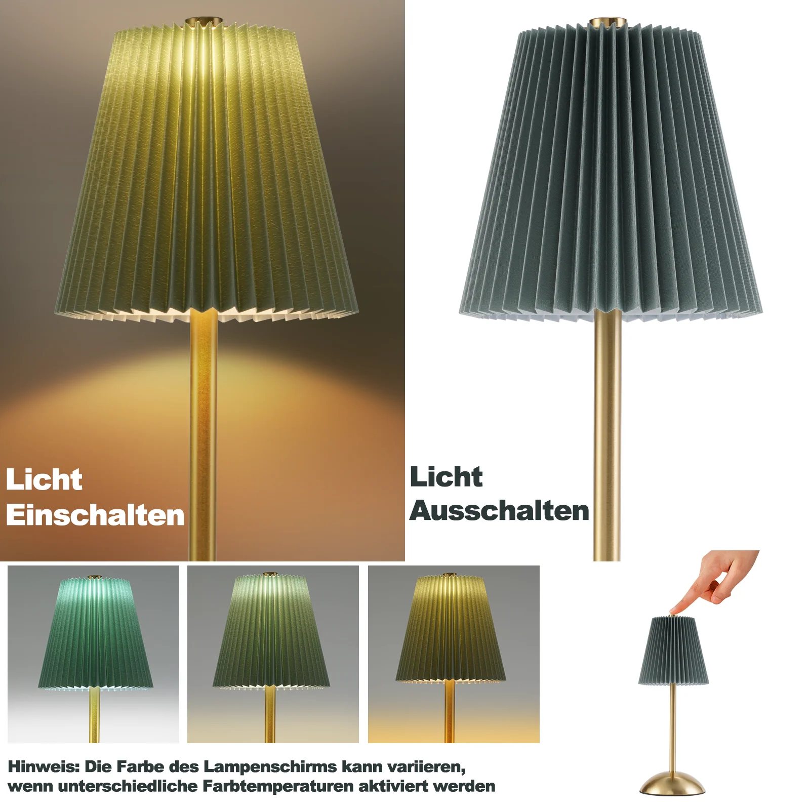 ZMH LED Tischleuchte Touch Dimmbar Modern Design Graublau Nachttischleuchte für Wohnzimmer 2er - Image 30
