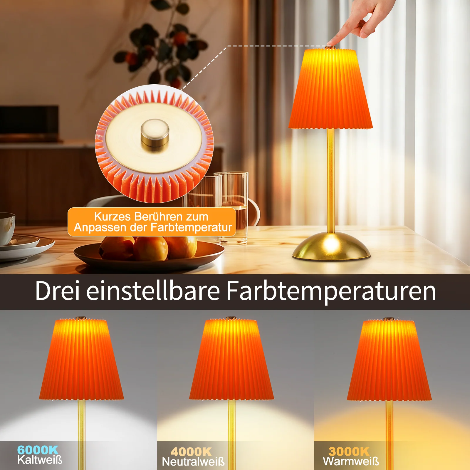 ZMH LED Tischleuchte Touch Dimmbar Modern Design Graublau Nachttischleuchte für Wohnzimmer 2er - Image 35