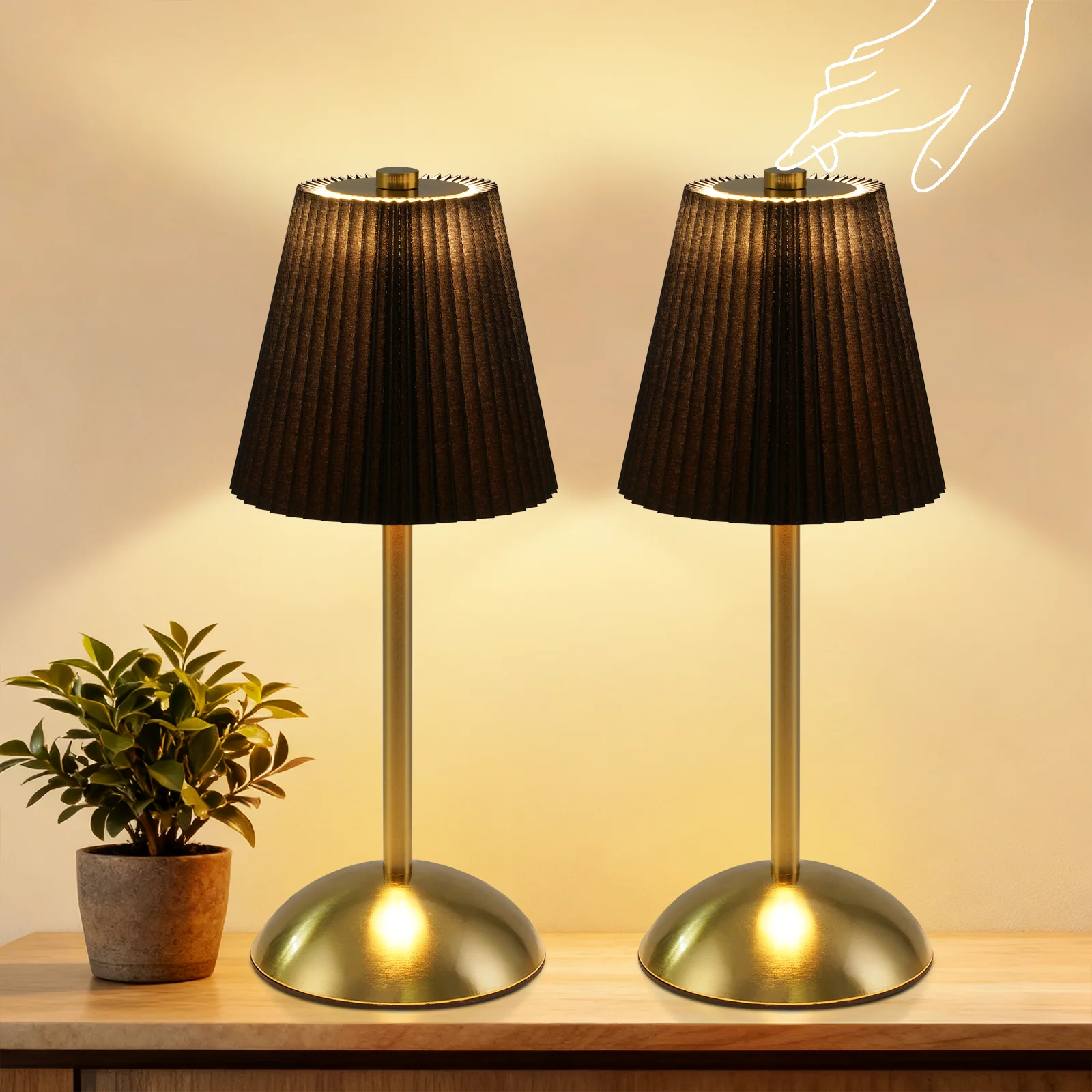 ZMH LED Tischleuchte Touch Dimmbar Modern Design Graublau Nachttischleuchte für Wohnzimmer 2er - Image 4