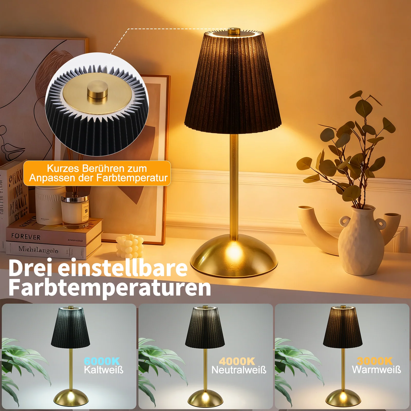 ZMH LED Tischleuchte Touch Dimmbar Modern Design Graublau Nachttischleuchte für Wohnzimmer 2er - Image 42