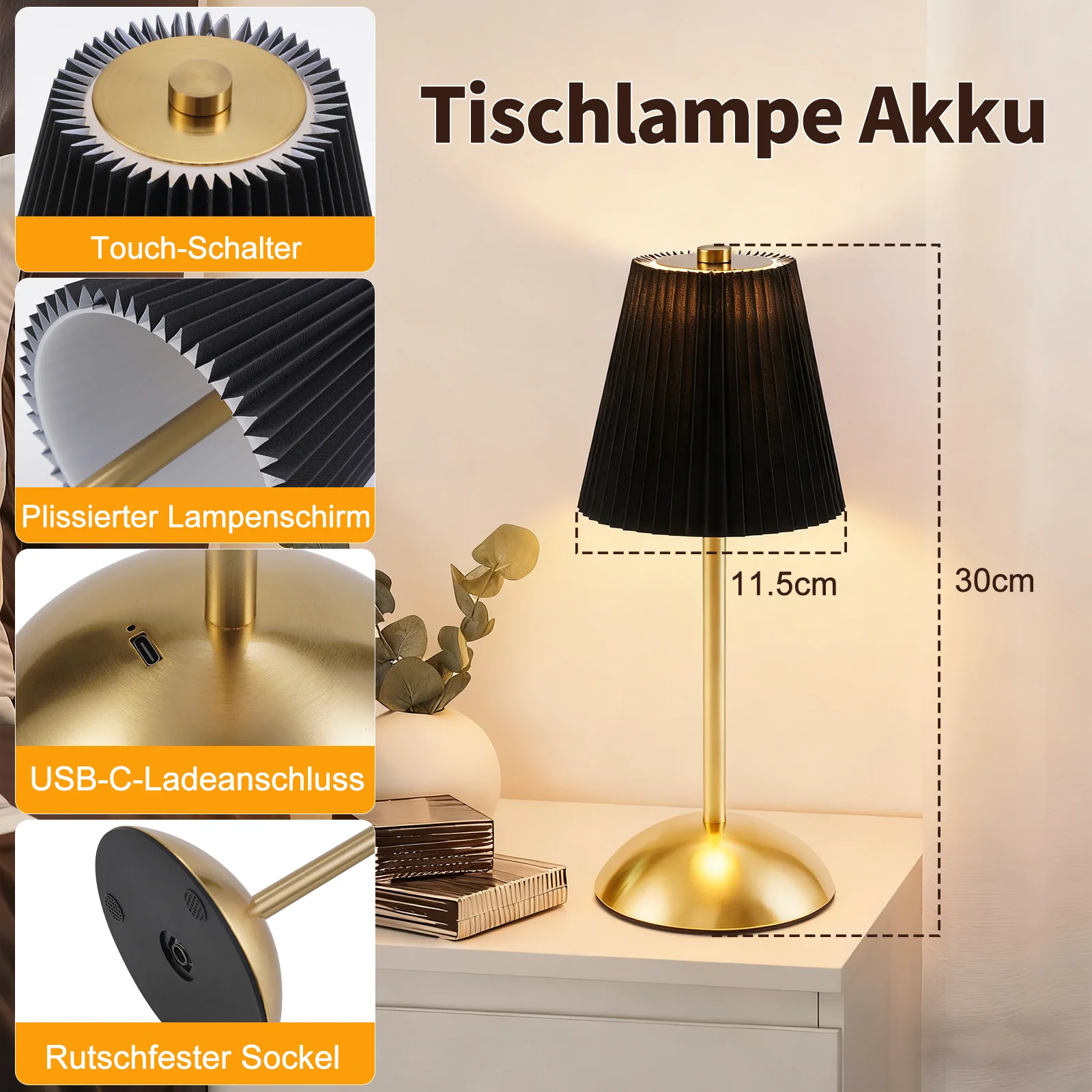 ZMH LED Tischleuchte Touch Dimmbar Modern Design Graublau Nachttischleuchte für Wohnzimmer 2er - Image 43