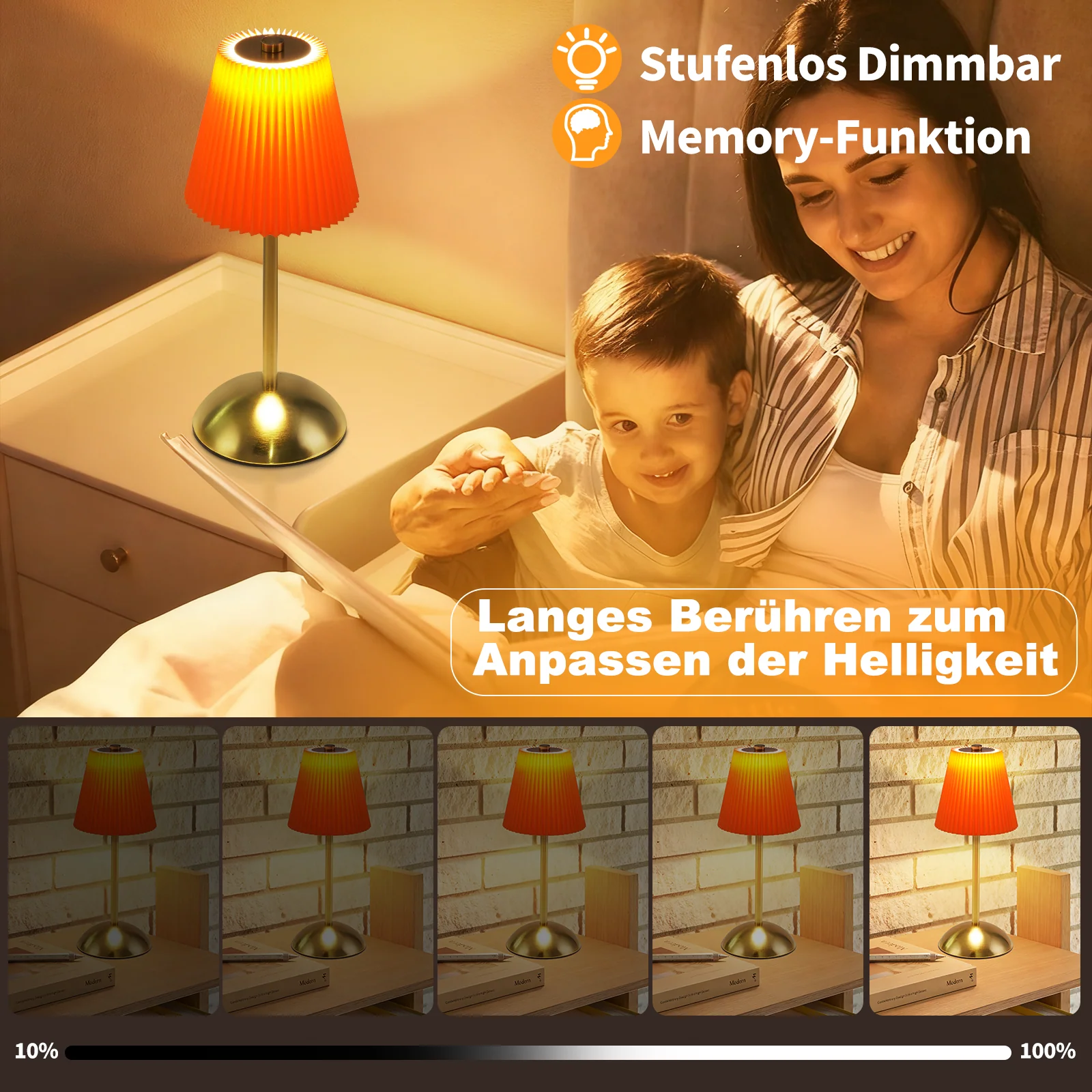ZMH LED Tischleuchte Touch Dimmbar Modern Design Graublau Nachttischleuchte für Wohnzimmer 2er - Image 44