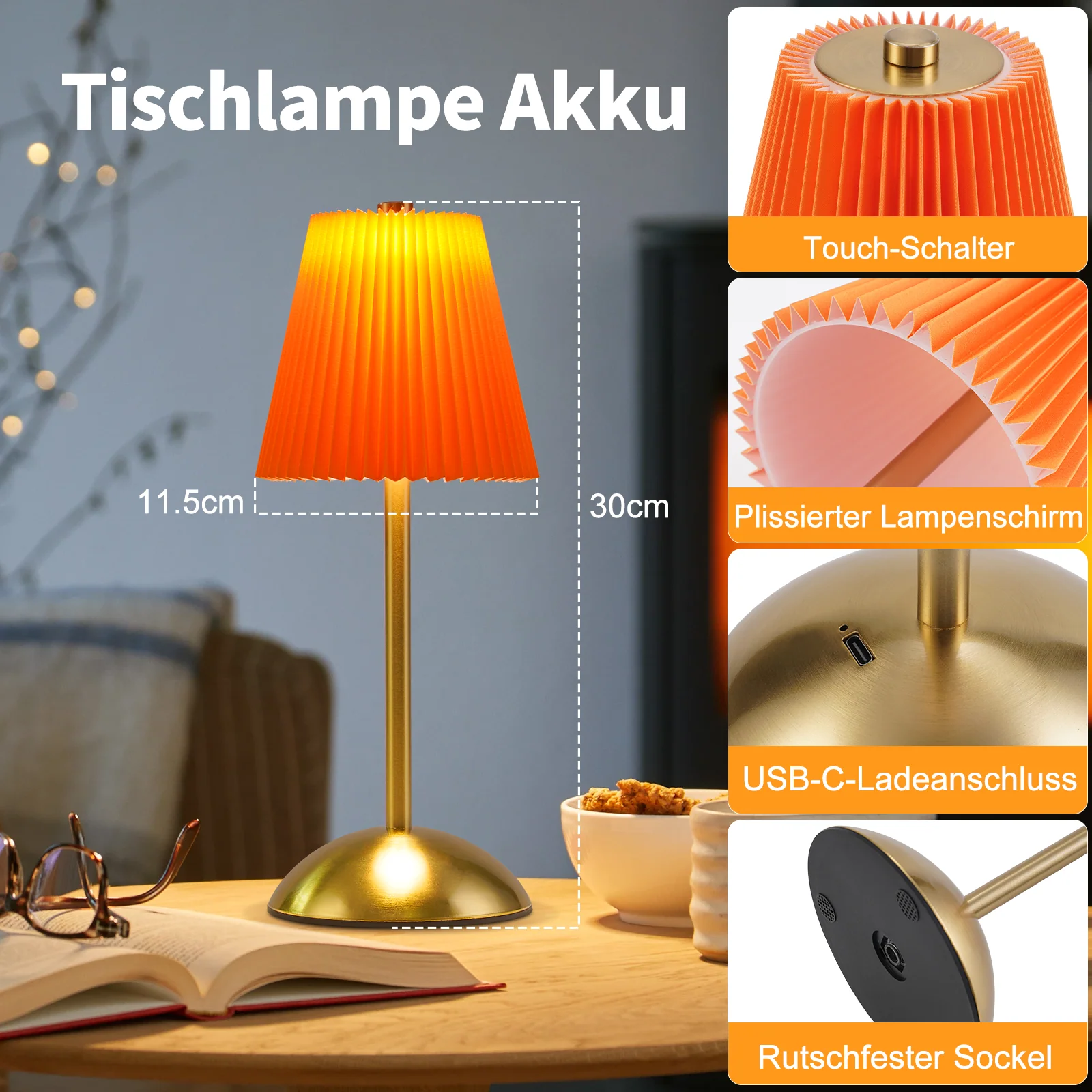 ZMH LED Tischleuchte Touch Dimmbar Modern Design Graublau Nachttischleuchte für Wohnzimmer 2er - Image 45