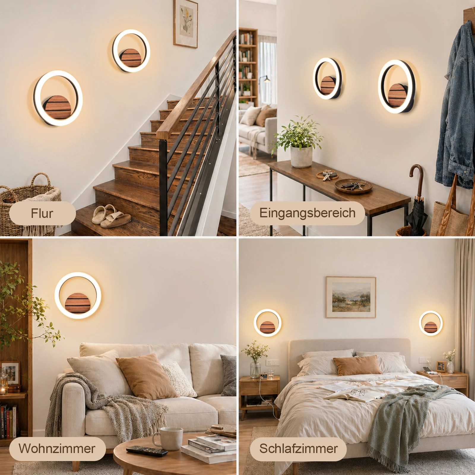ZMH LED Wandlampe 20CM Modern Klein 3000K Warmweiß Rund 6W Wandleuchte für Wohnzimmer Schlafzimmer - Image 10