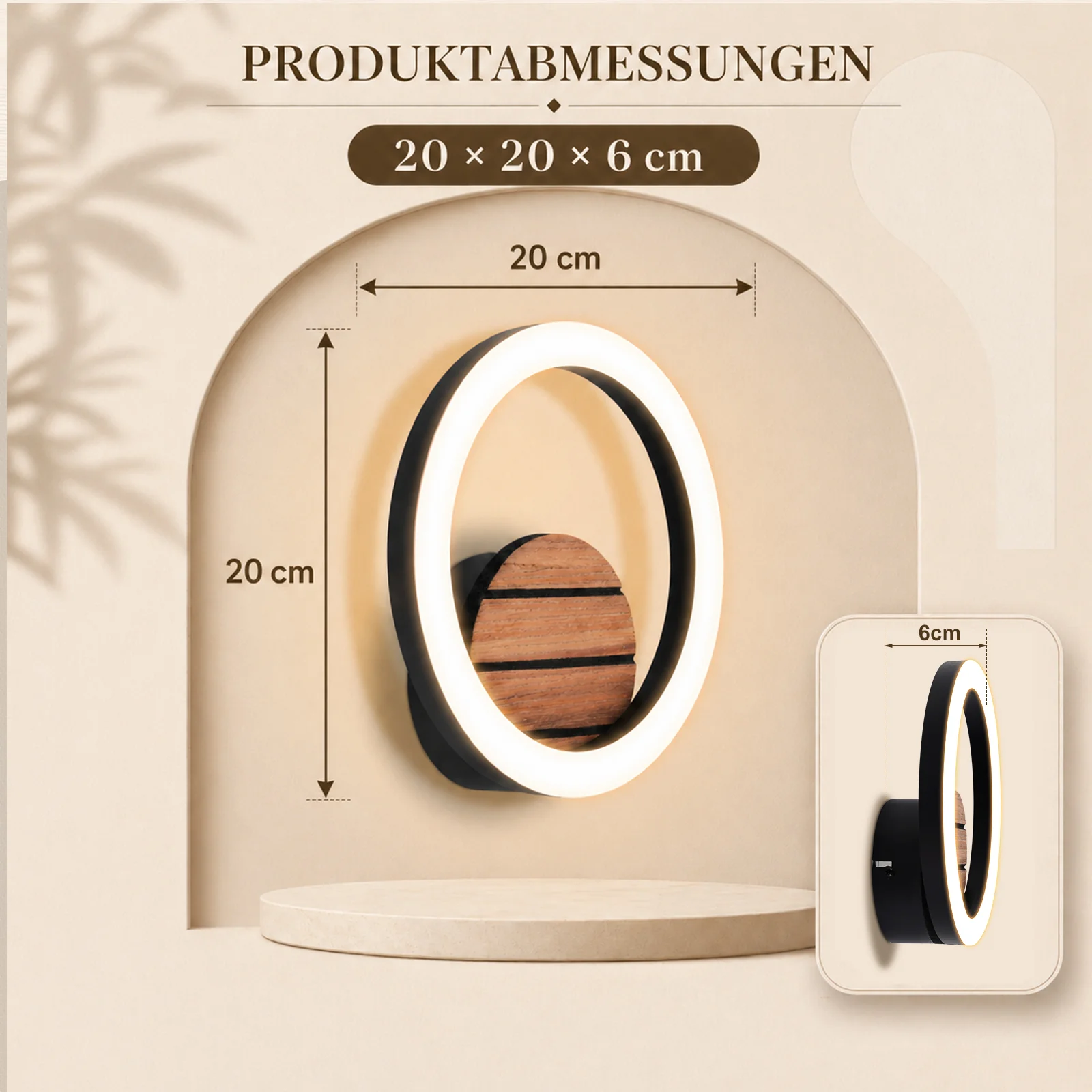ZMH LED Wandlampe 20CM Modern Klein 3000K Warmweiß Rund 6W Wandleuchte für Wohnzimmer Schlafzimmer - Image 6