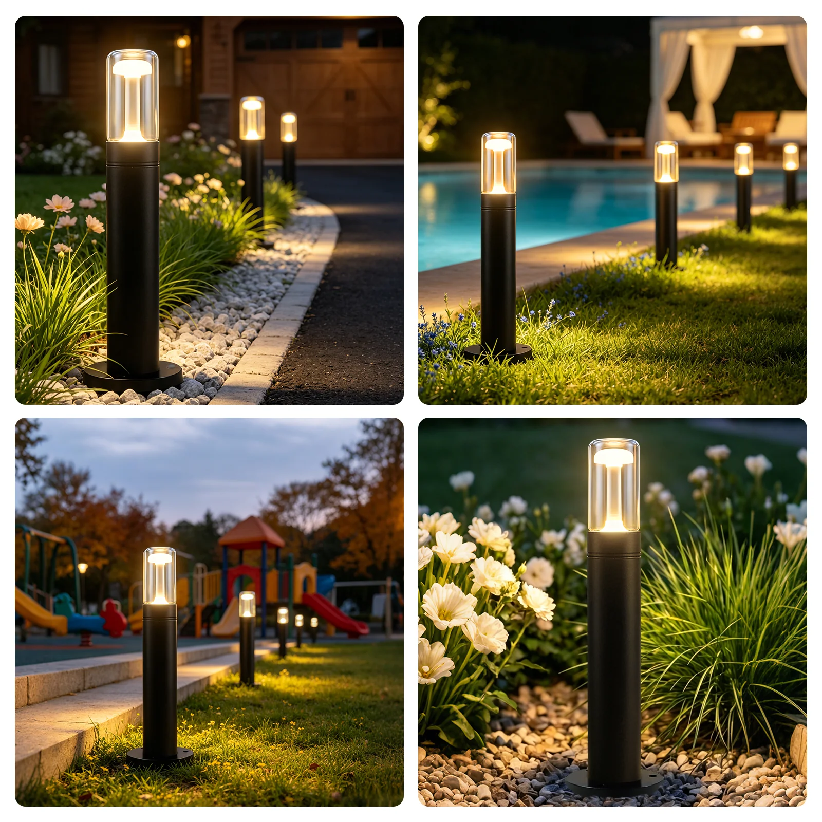 ZMH LED Wegeleuchte Glas IP65 40cm Pollerleuchte 10W Warmweiß Außenleuchte für Garten Hof Weg Balkon - Image 2