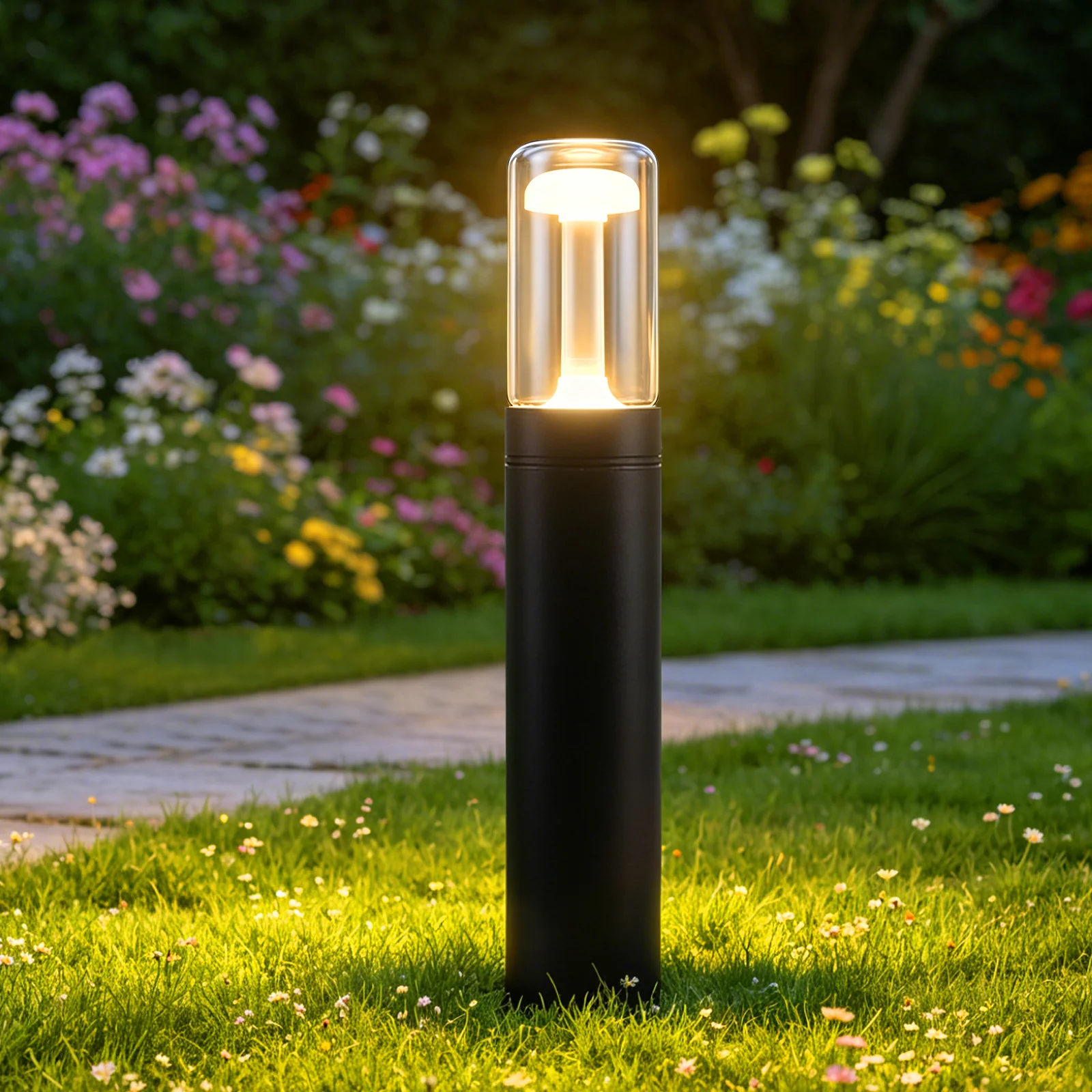 ZMH LED Wegeleuchte Glas IP65 40cm Pollerleuchte 10W Warmweiß Außenleuchte für Garten Hof Weg Balkon - Image 4