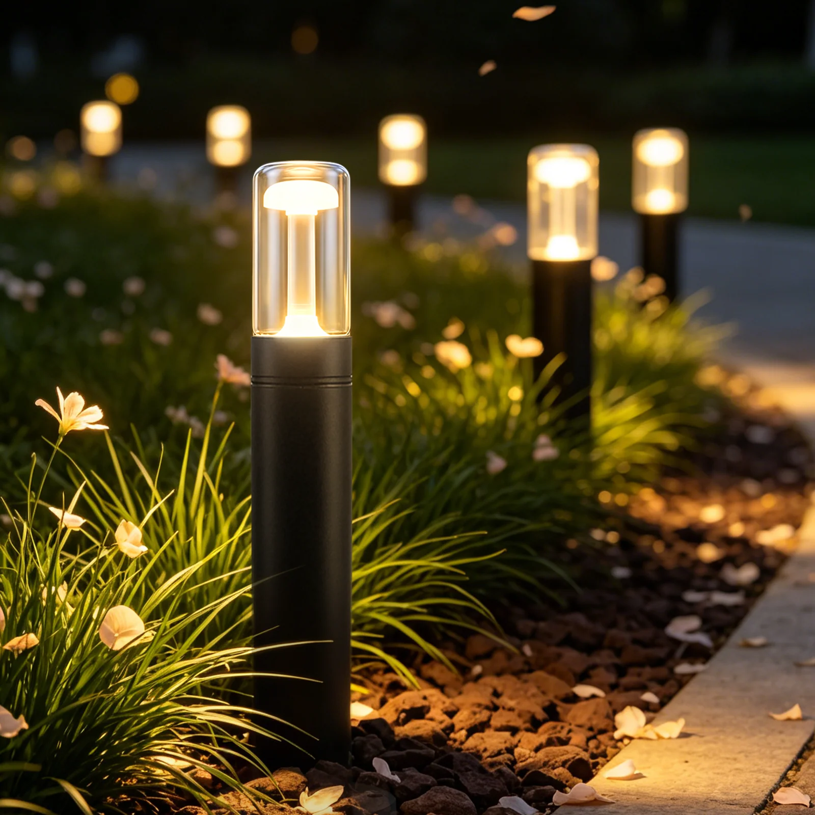 ZMH LED Wegeleuchte Glas IP65 40cm Pollerleuchte 10W Warmweiß Außenleuchte für Garten Hof Weg Balkon - Image 6