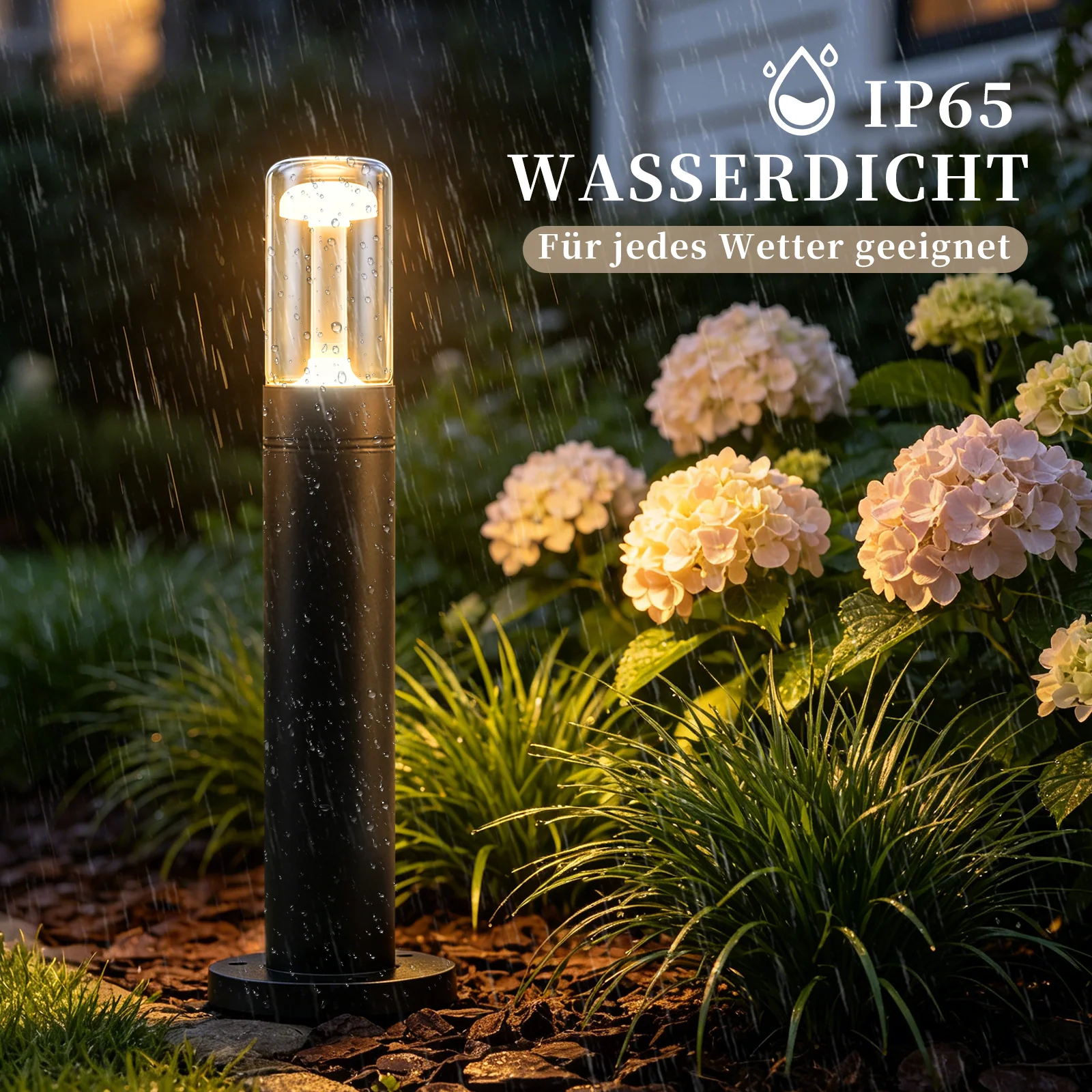 ZMH LED Wegeleuchte Glas IP65 40cm Pollerleuchte 10W Warmweiß Außenleuchte für Garten Hof Weg Balkon - Image 7