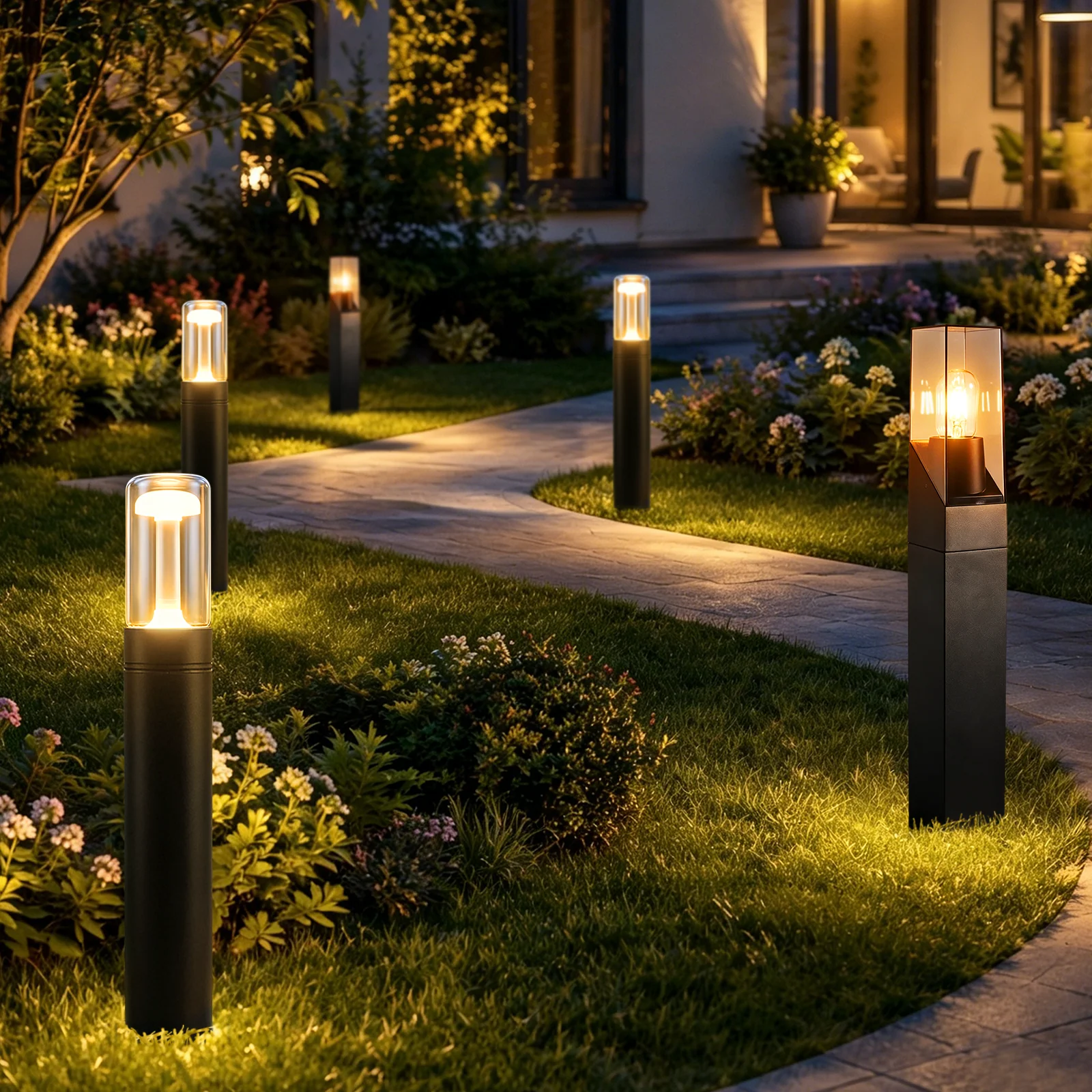 ZMH LED Wegeleuchte Glas IP65 40cm Pollerleuchte 10W Warmweiß Außenleuchte für Garten Hof Weg Balkon - Image 9