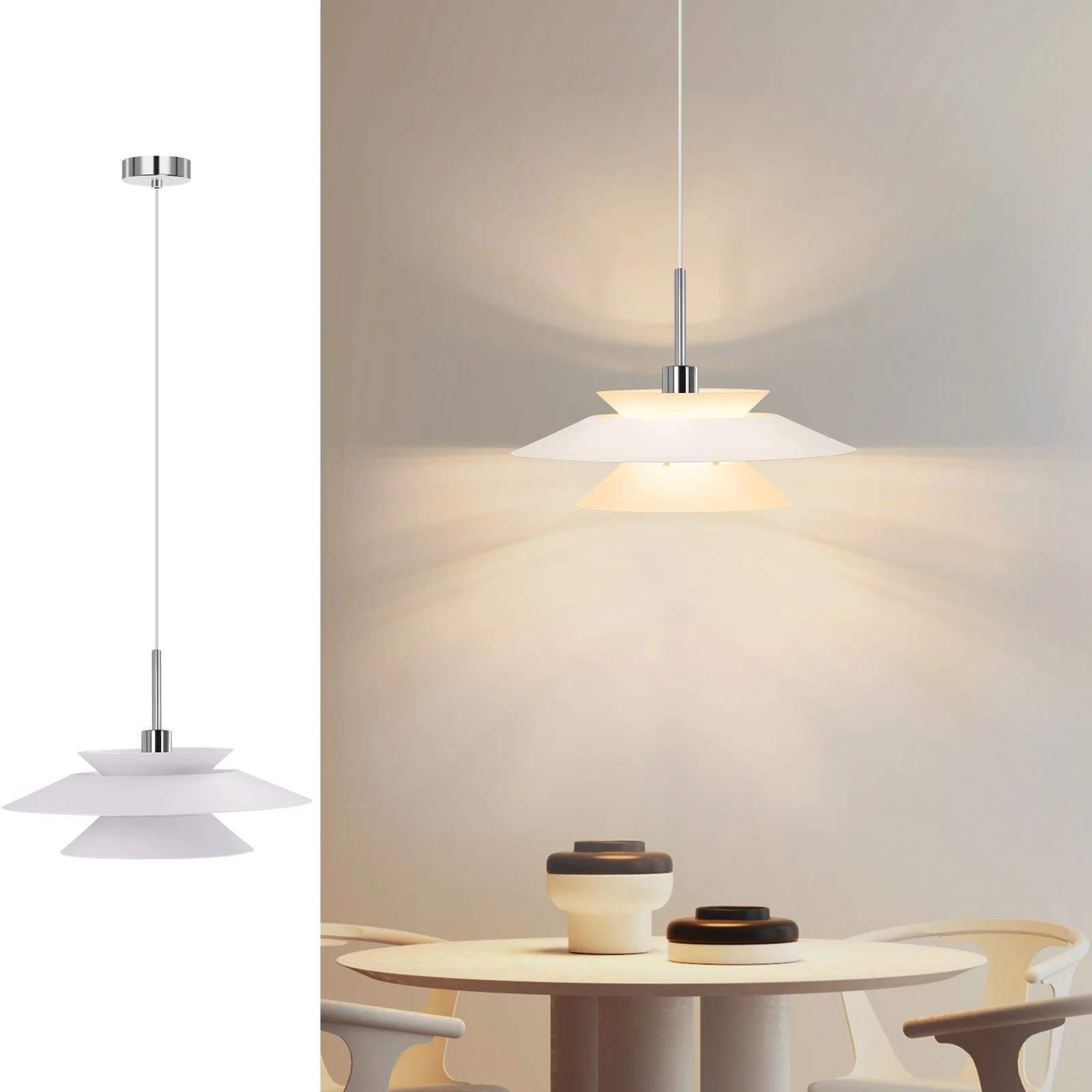 ZMH Moderne Design Pendelleuchte Retro Schwarz Höhenverstellbar E14 - Image 10