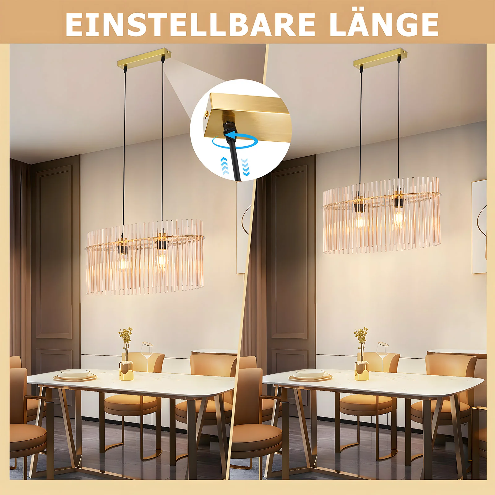 ZMH Pendelleuchte 2 flammig Rauchgrau Glas E27 Esstisch Hängelampe Für Innen Wohnzimmer - Image 10