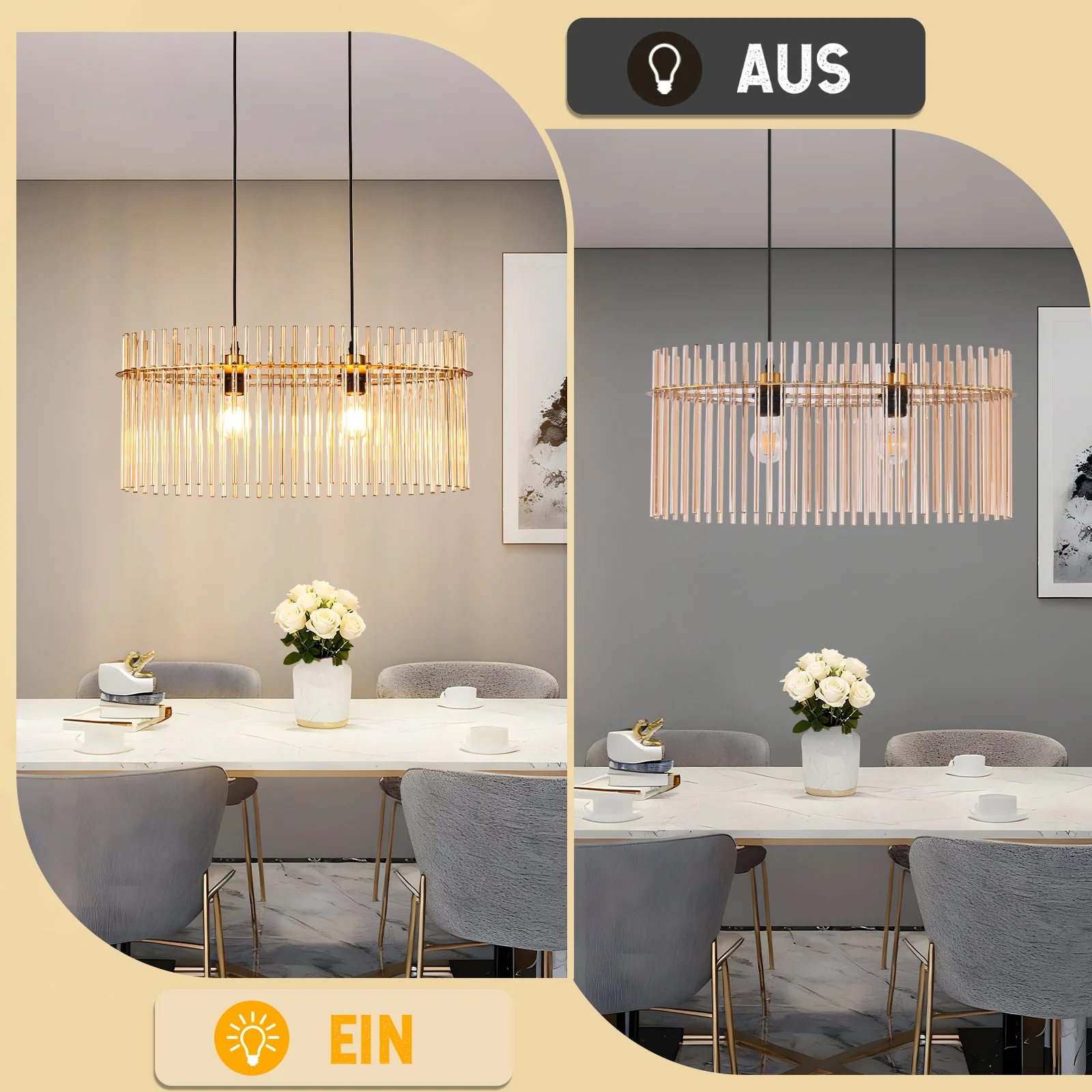ZMH Pendelleuchte 2 flammig Rauchgrau Glas E27 Esstisch Hängelampe Für Innen Wohnzimmer - Image 12