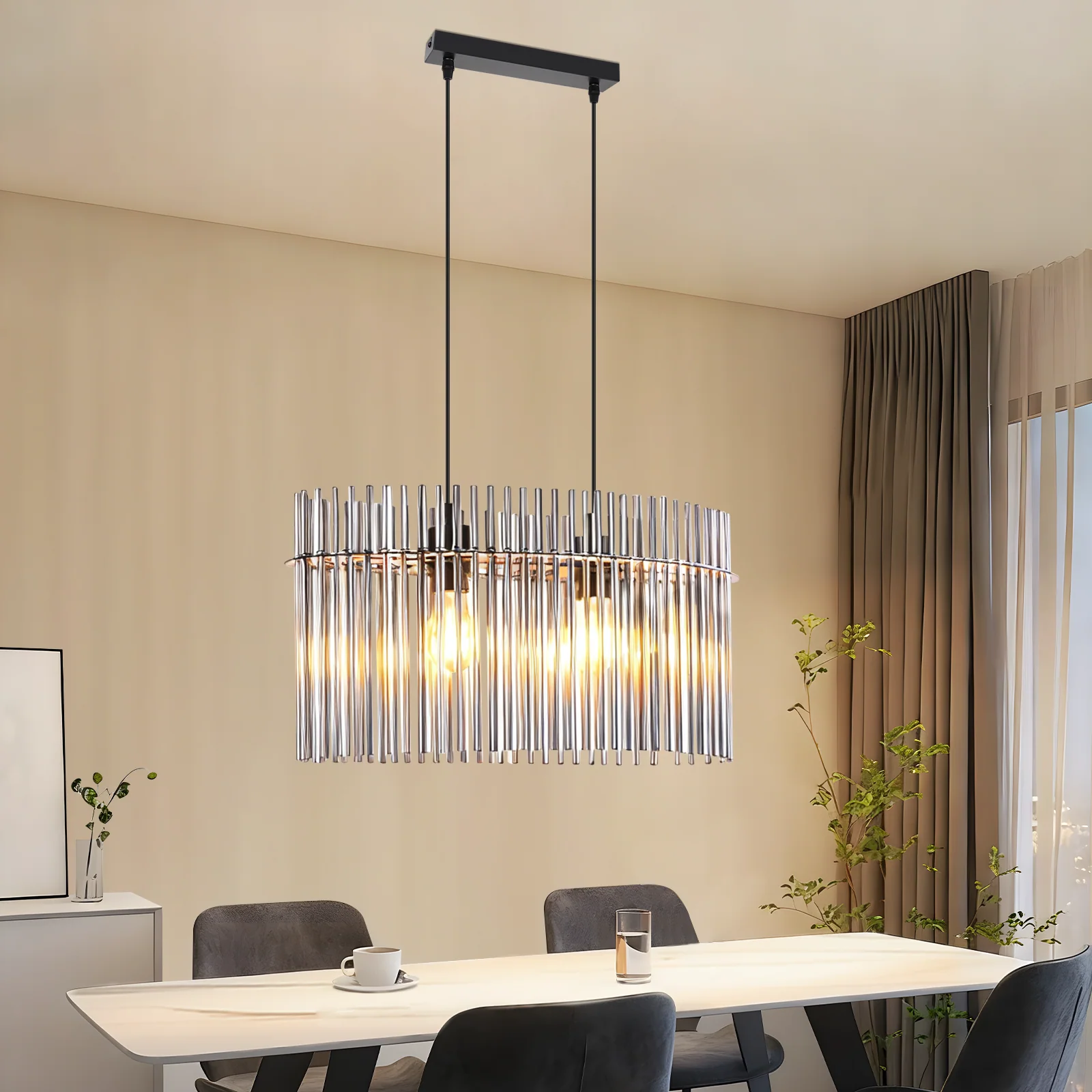 ZMH Pendelleuchte 2 flammig Rauchgrau Glas E27 Esstisch Hängelampe Für Innen Wohnzimmer - Image 19