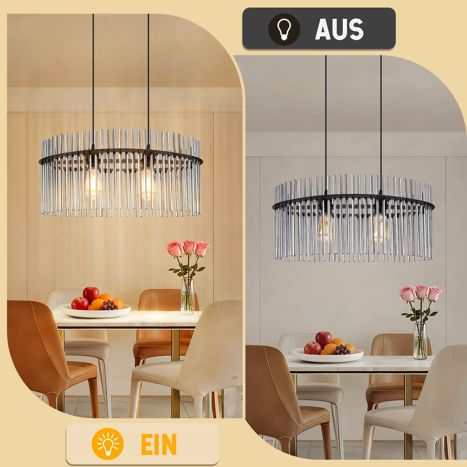 ZMH Pendelleuchte 2 flammig Rauchgrau Glas E27 Esstisch Hängelampe Für Innen Wohnzimmer - Image 23