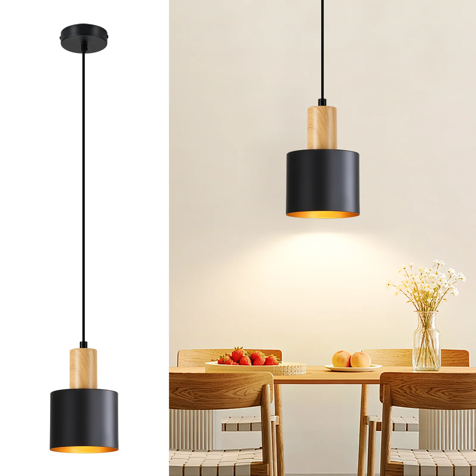 ZMH Pendelleuchte E27 Schwarz Vintage 1 Flammig Höhenverstellbar Hängelampe Für Esstisch Küche - Image 2