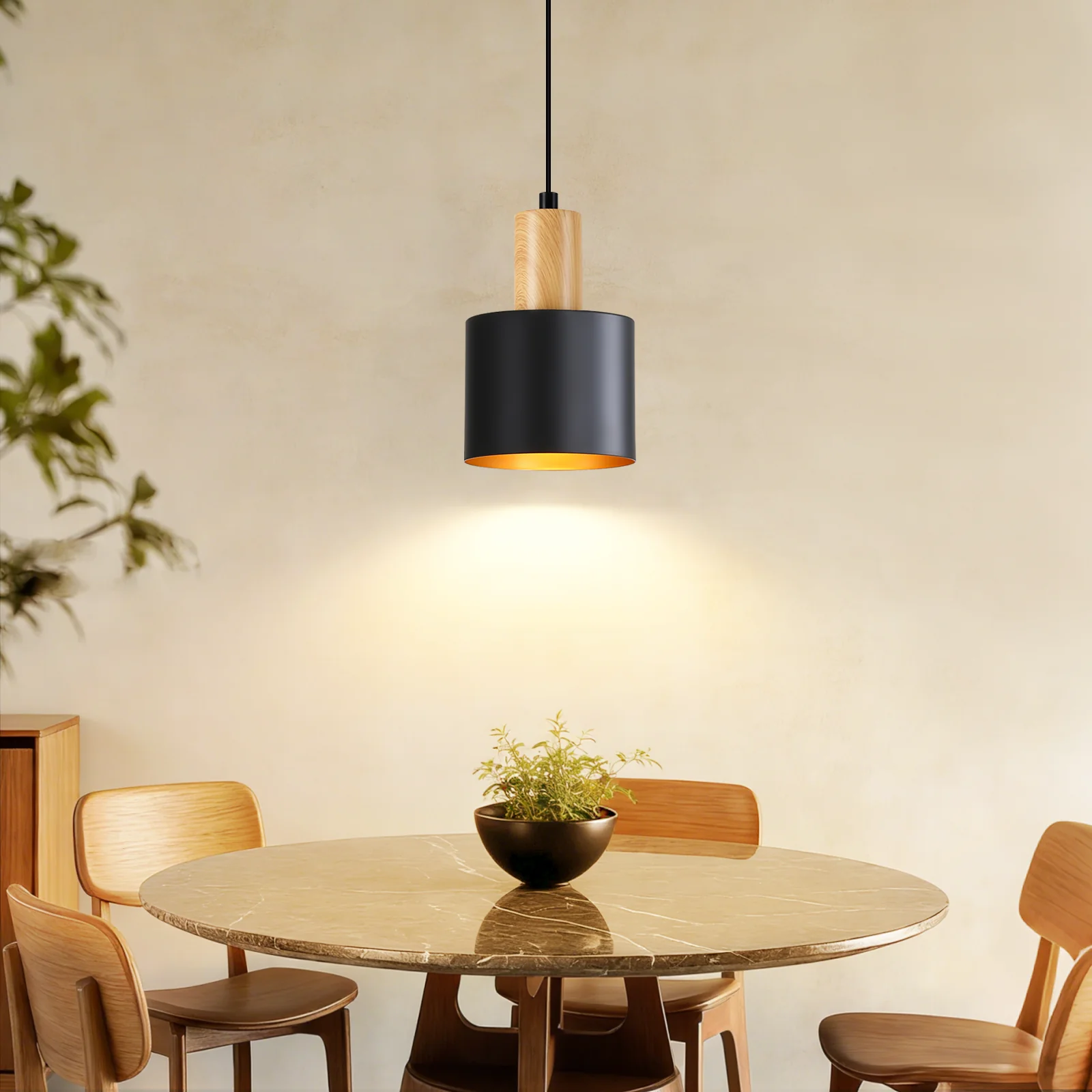 ZMH Pendelleuchte E27 Schwarz Vintage 1 Flammig Höhenverstellbar Hängelampe Für Esstisch Küche - Image 3