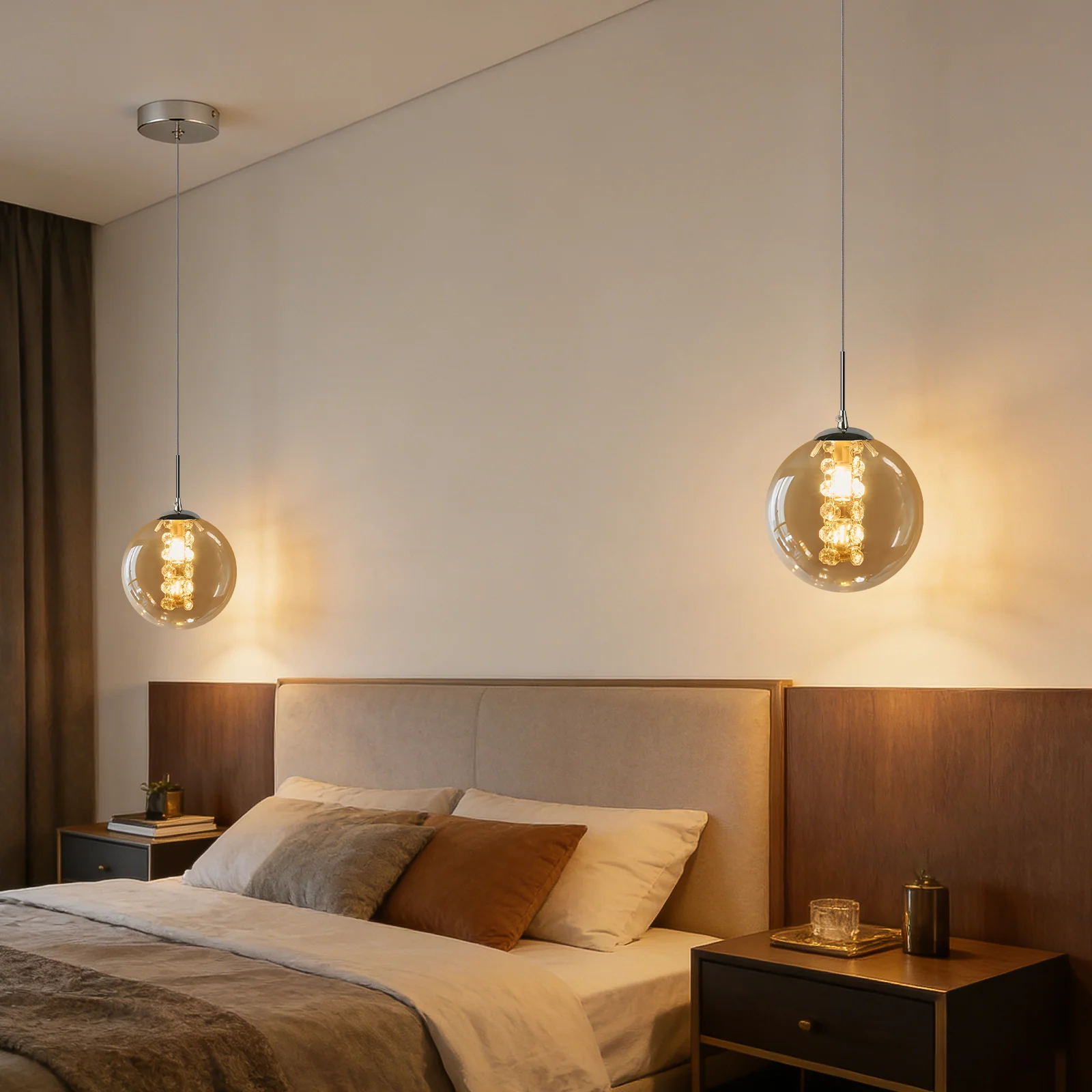 ZMH Pendelleuchte Glas Modern 1 Flammig Rauchgrau 120CM Höhenverstellbar G9 Hängelampe für Esstisch - Image 16