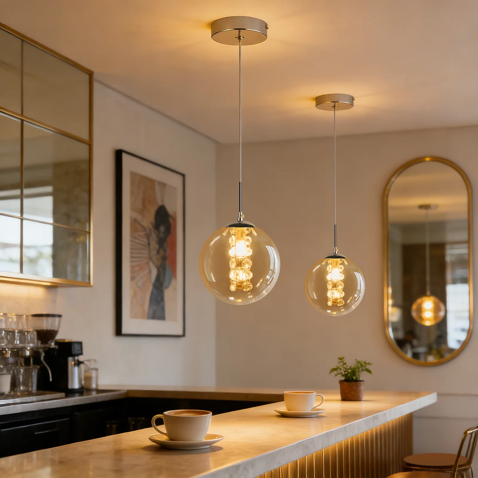 ZMH Pendelleuchte Glas Modern 1 Flammig Rauchgrau 120CM Höhenverstellbar G9 Hängelampe für Esstisch - Image 18