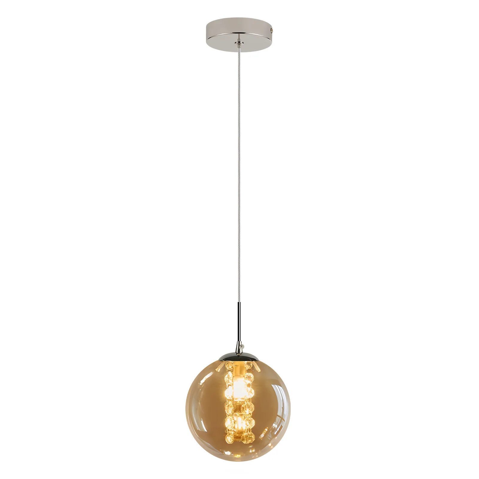 ZMH Pendelleuchte Glas Modern 1 Flammig Rauchgrau 120CM Höhenverstellbar G9 Hängelampe für Esstisch - Image 2