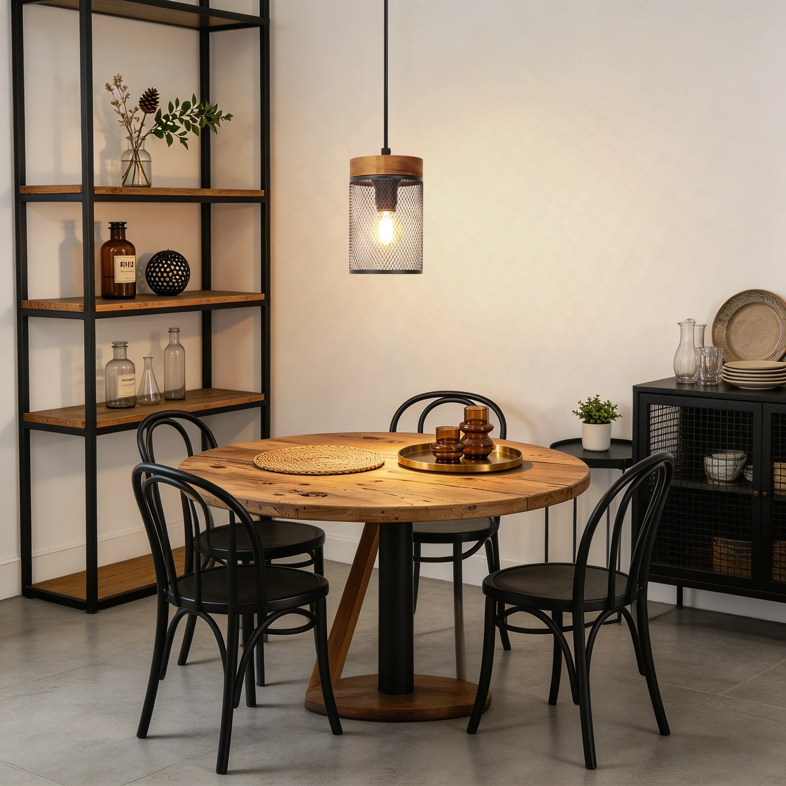 ZMH Pendelleuchte Schwarz E14 Industrial 1 flammig Mit Gitter Lampenschirm Hängelampe für Esszimmer - Image 3