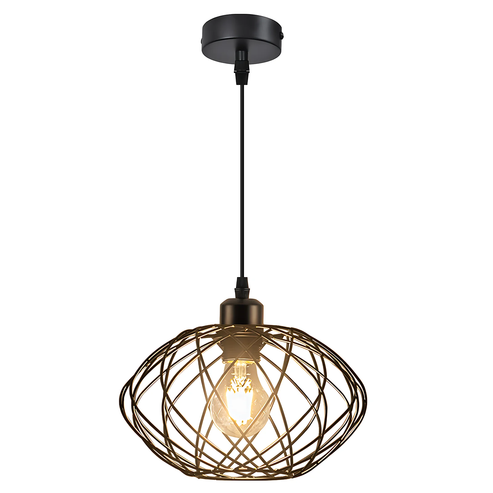 ZMH Pendelleuchte Schwarz E27 1 Flammig 25cm Esstisch Hängelampe Retro Esszimmer Schlafzimmer