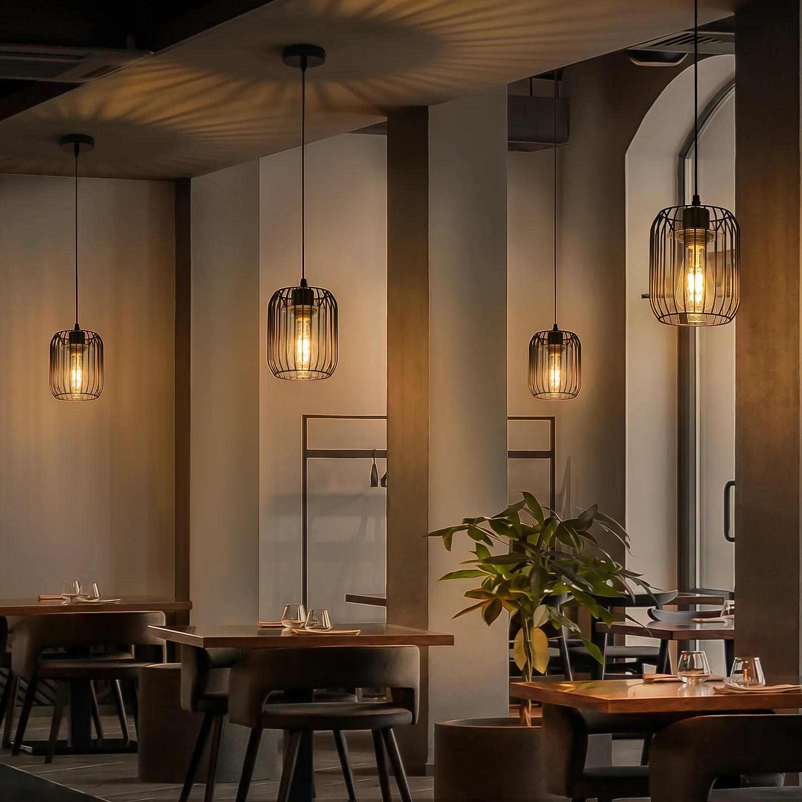 ZMH Pendelleuchte Schwarz E27 Glas Innenschirm Retro 1 flammig Industrial Hängelampe für Esszimmer - Image 9