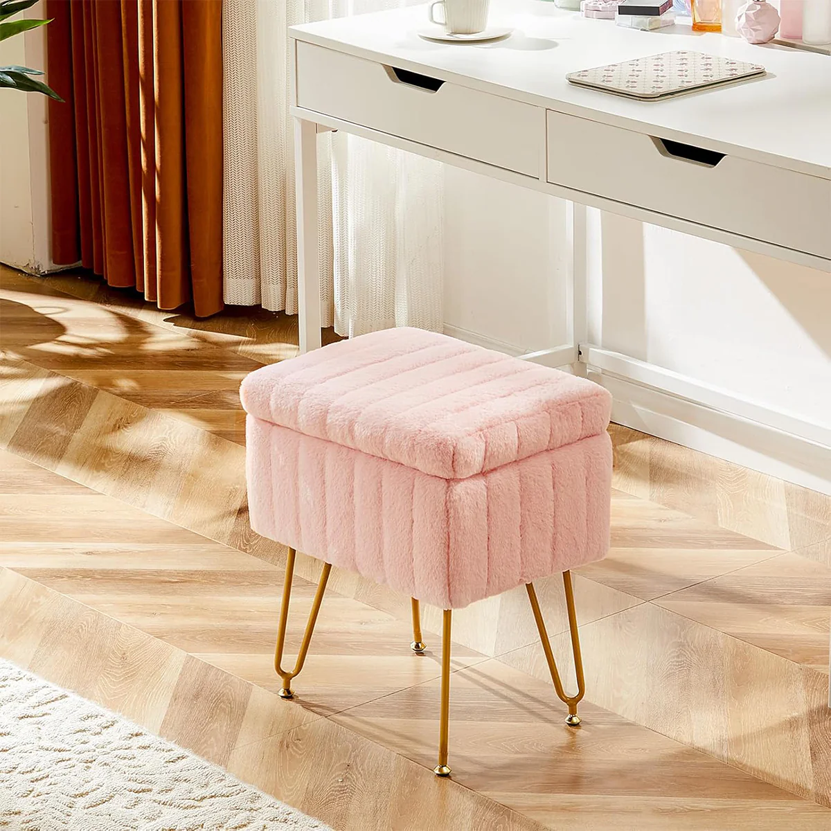 ZMH Sitzhocker Fußhocker mit Stauraum modern süßer kompakter Haushaltshocker für Flur Schlafzimmer - Image 7